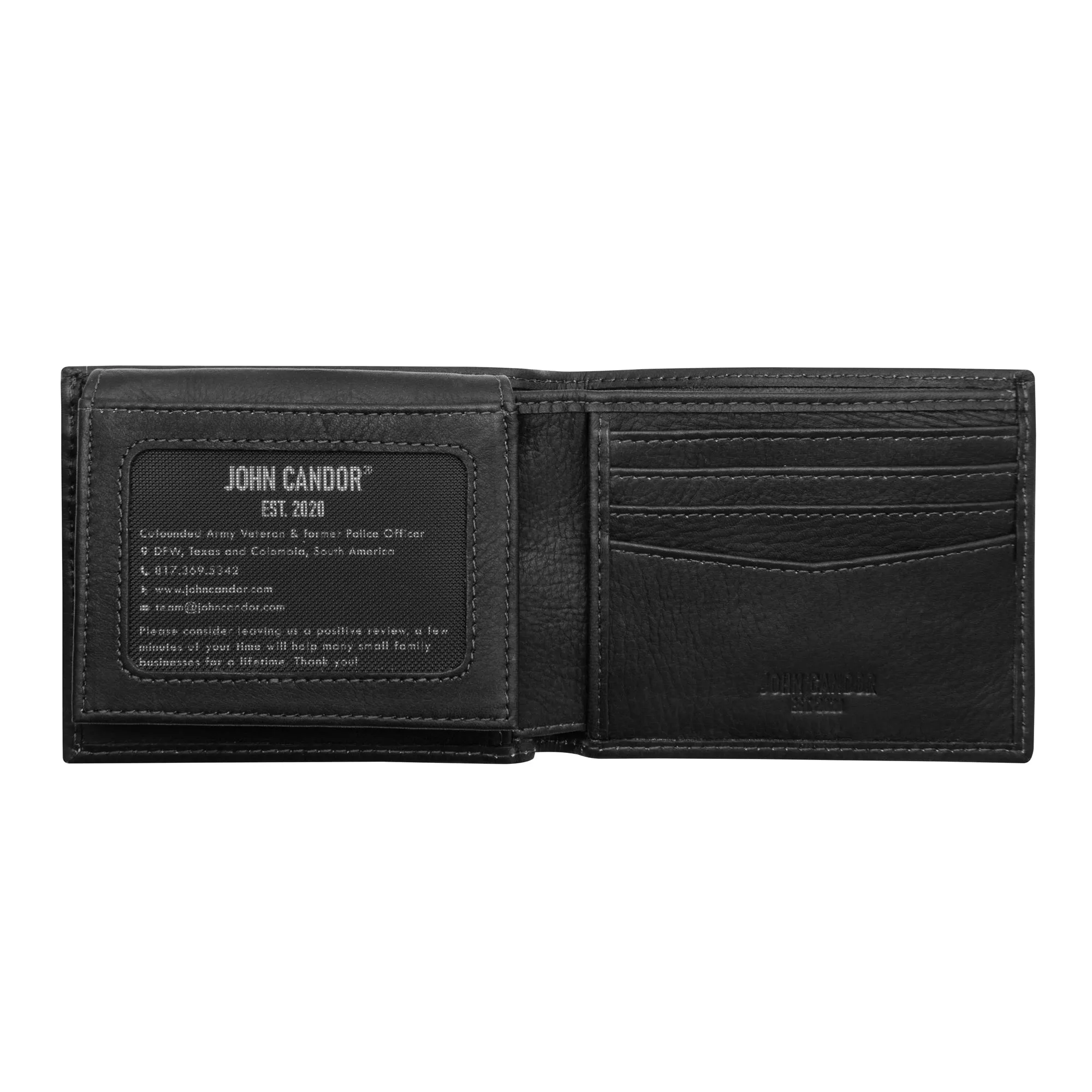 Carry-It-All Bifold Men's Leather Wallet (American Flag optional) - Image 35