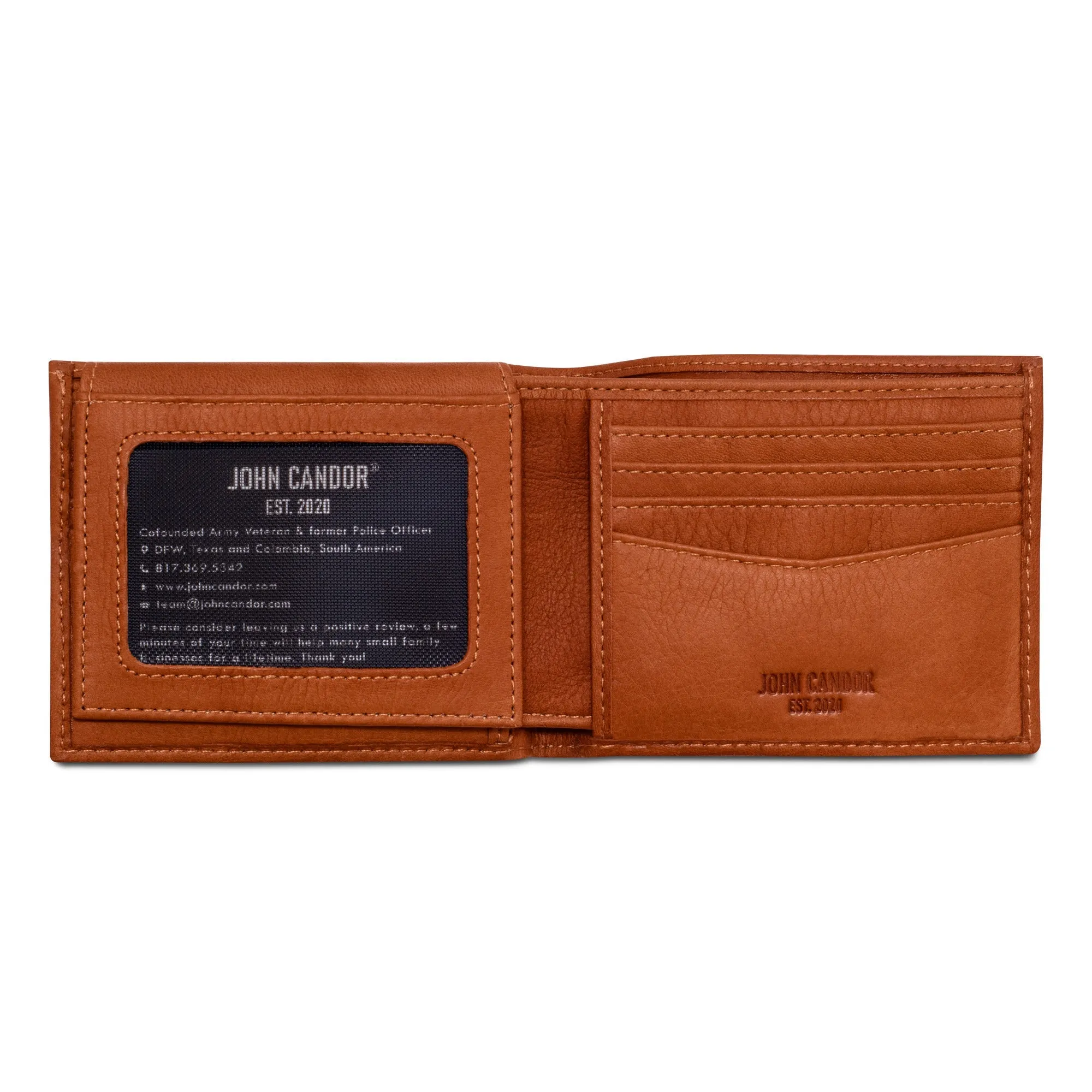 Carry-It-All Bifold Men's Leather Wallet (American Flag optional) - Image 44