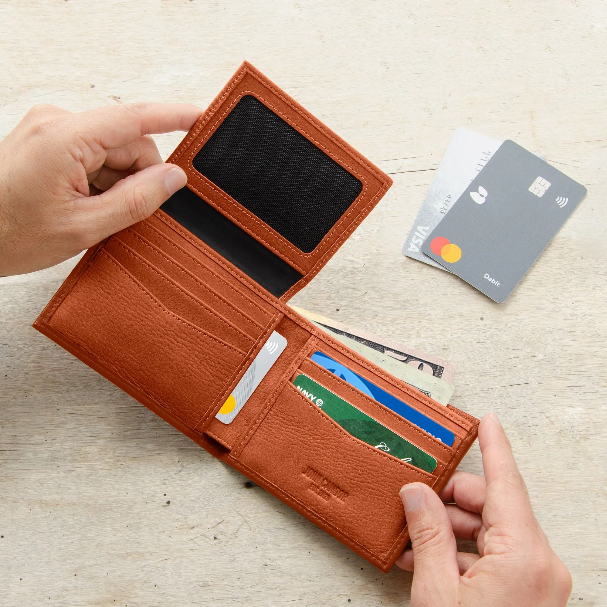 Carry-It-All Bifold Men's Leather Wallet (American Flag optional) - Image 53