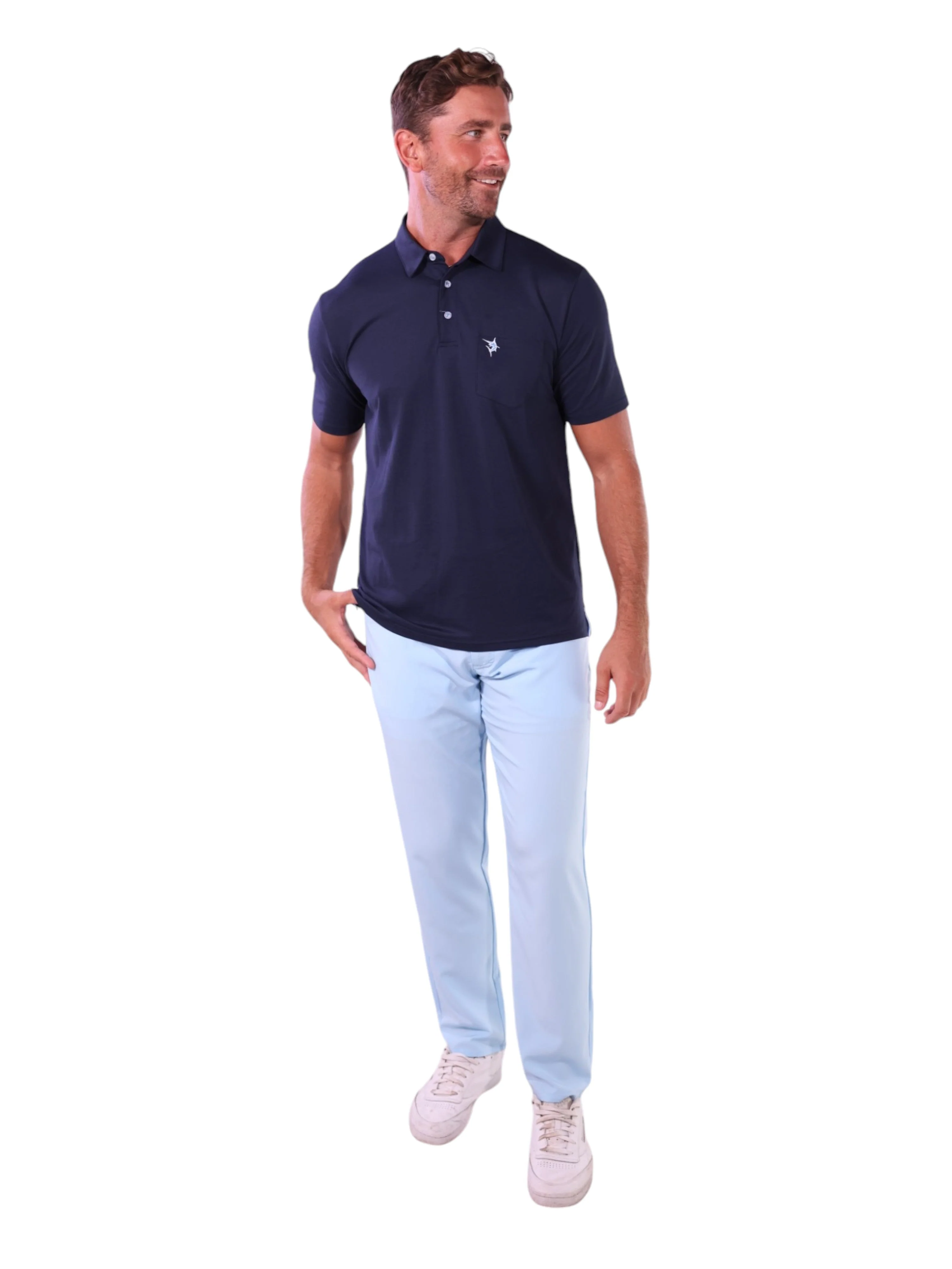 Men's Charleston Classic Cotton Polo. Navy - Image 2