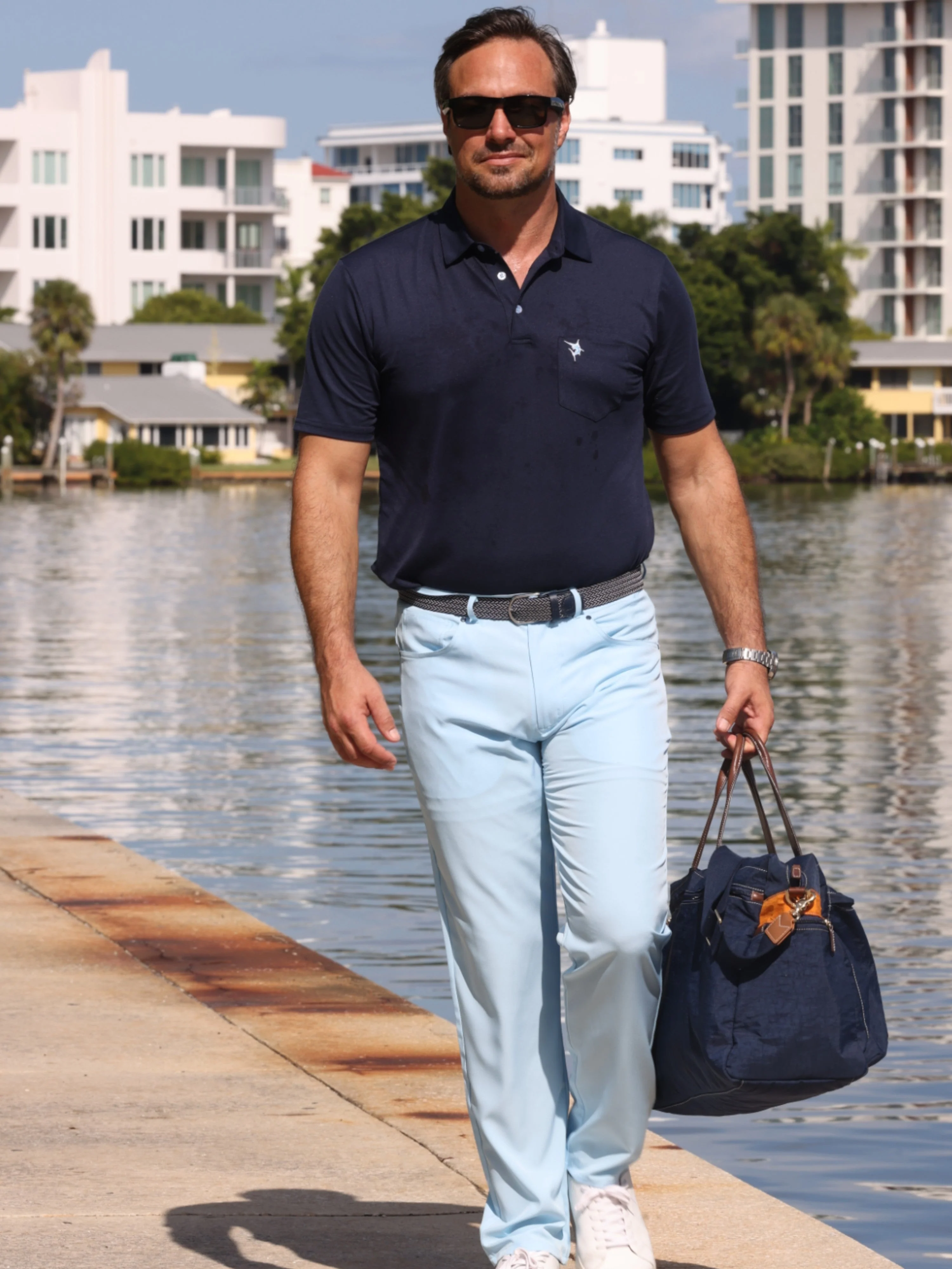 Men's Charleston Classic Cotton Polo. Navy - Image 7