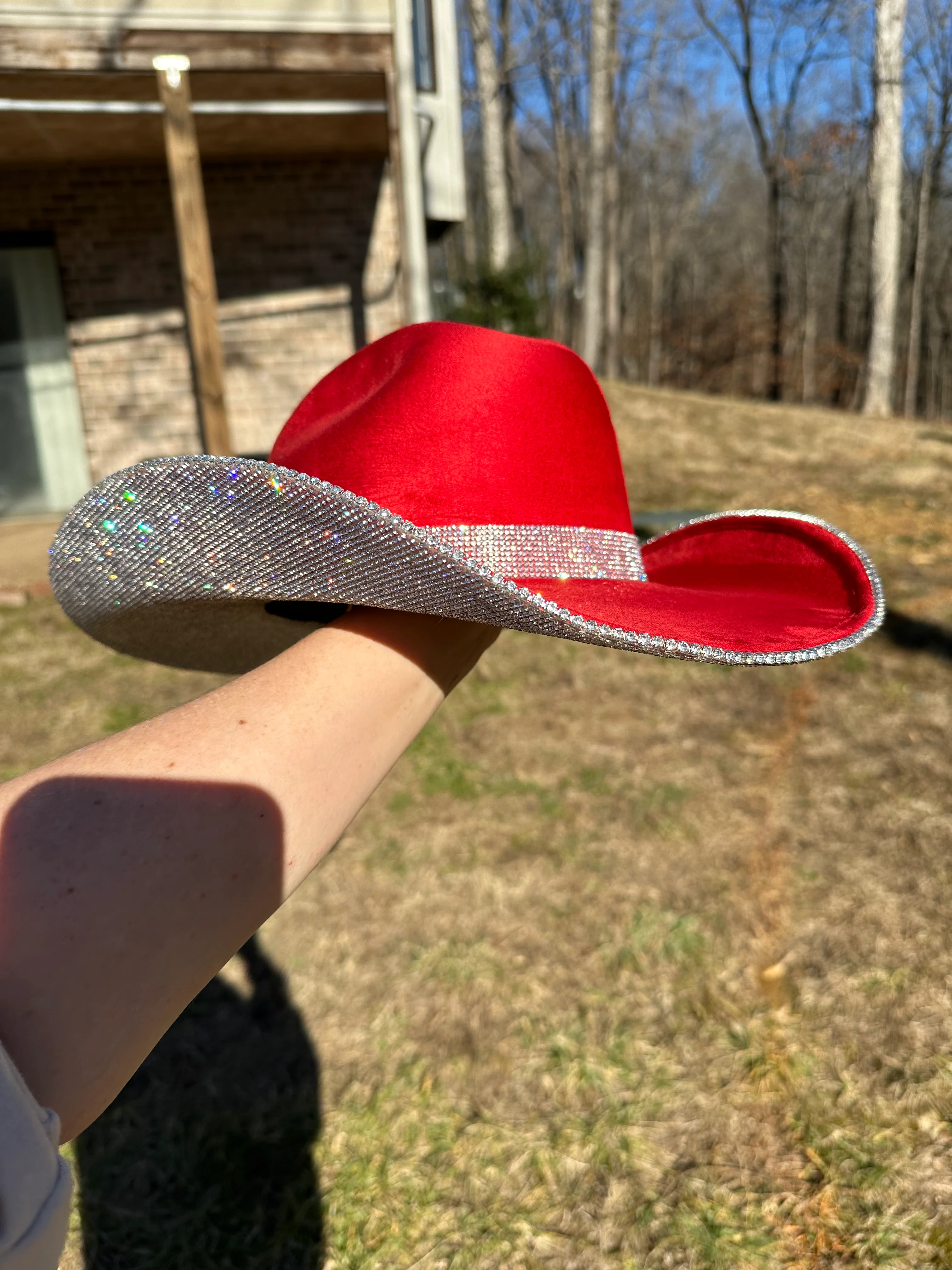 Cherry Red Suede Hat - Image 2