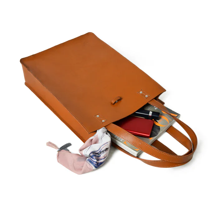 Chestnut Elegance Leather Tote - Image 5