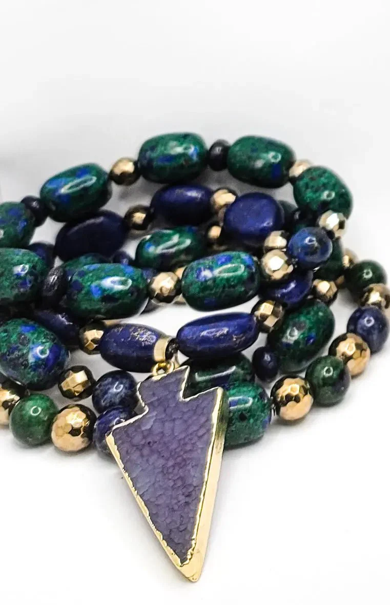 Chrysocolla and Lapis Lazuli Gemstone Jewelry Set - Image 3