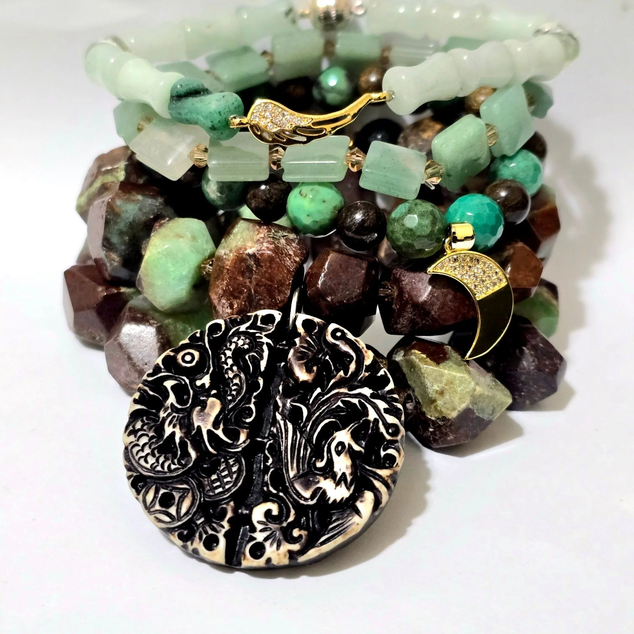 Chrysoprase and Jade Bracelet Set - Image 5
