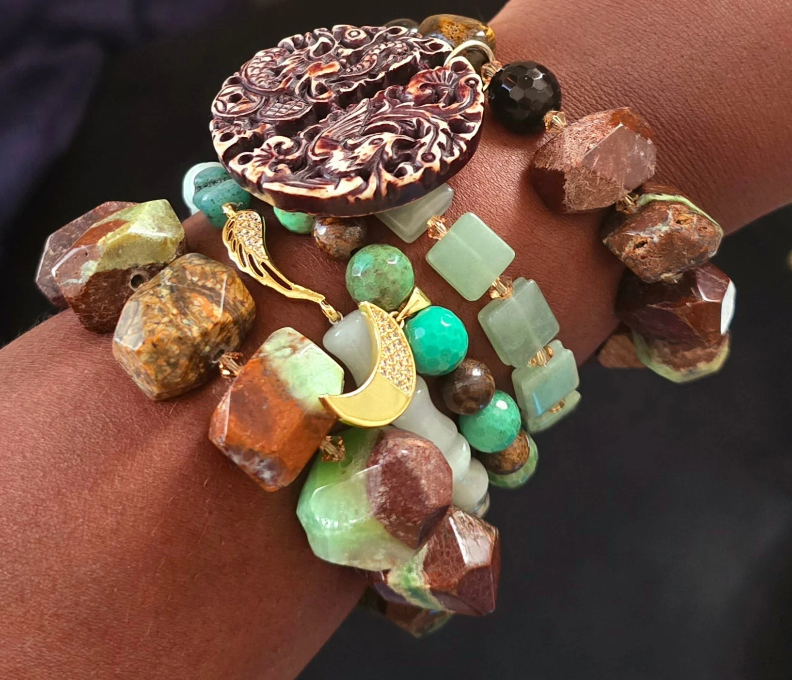 Chrysoprase and Jade Bracelet Set - Image 7