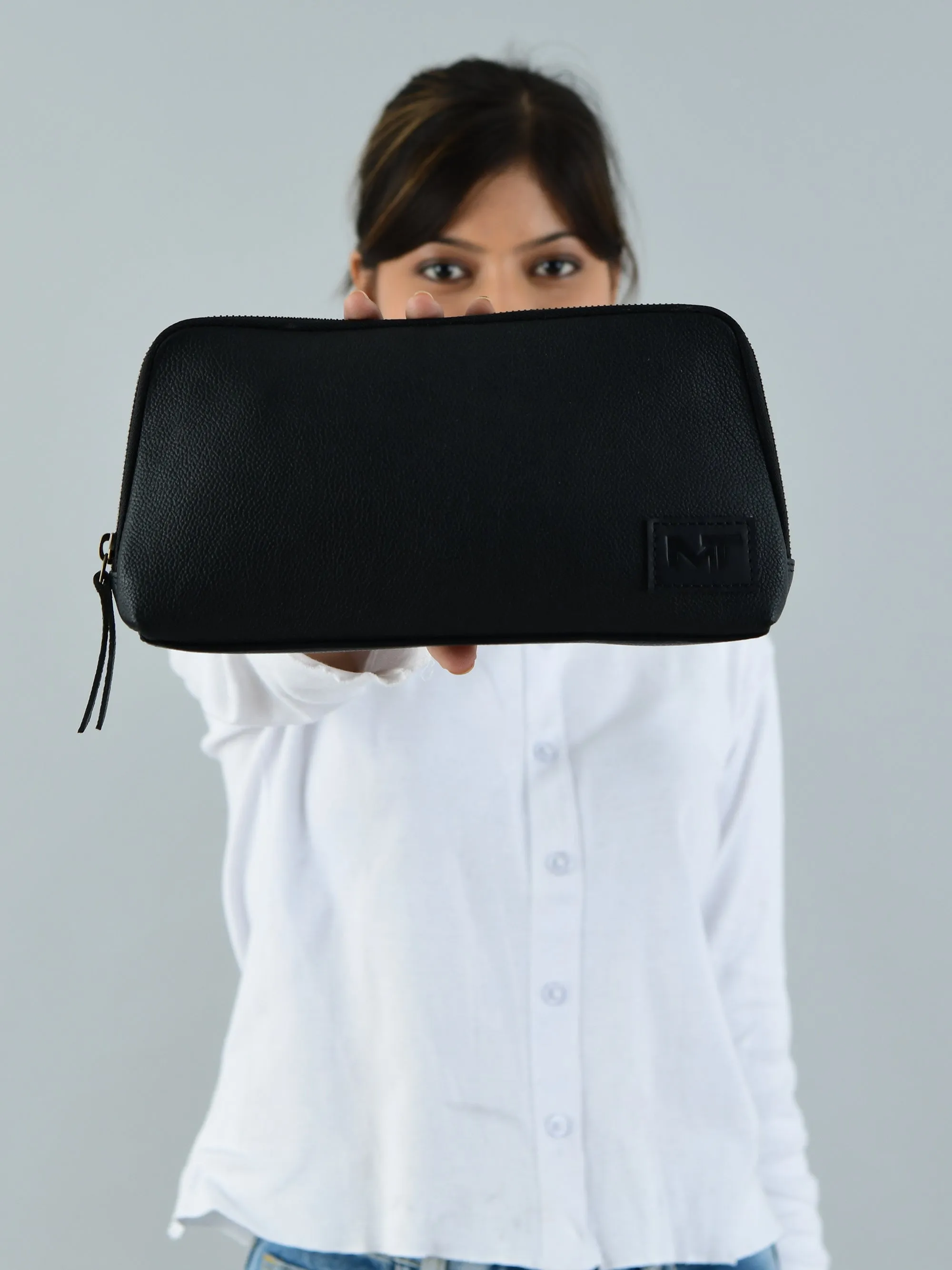 Classic Black Leather Clutch - Image 10