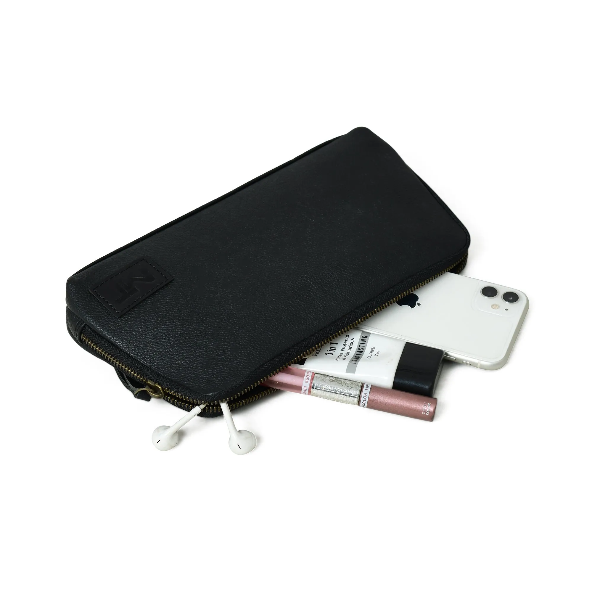 Classic Black Leather Clutch - Image 5