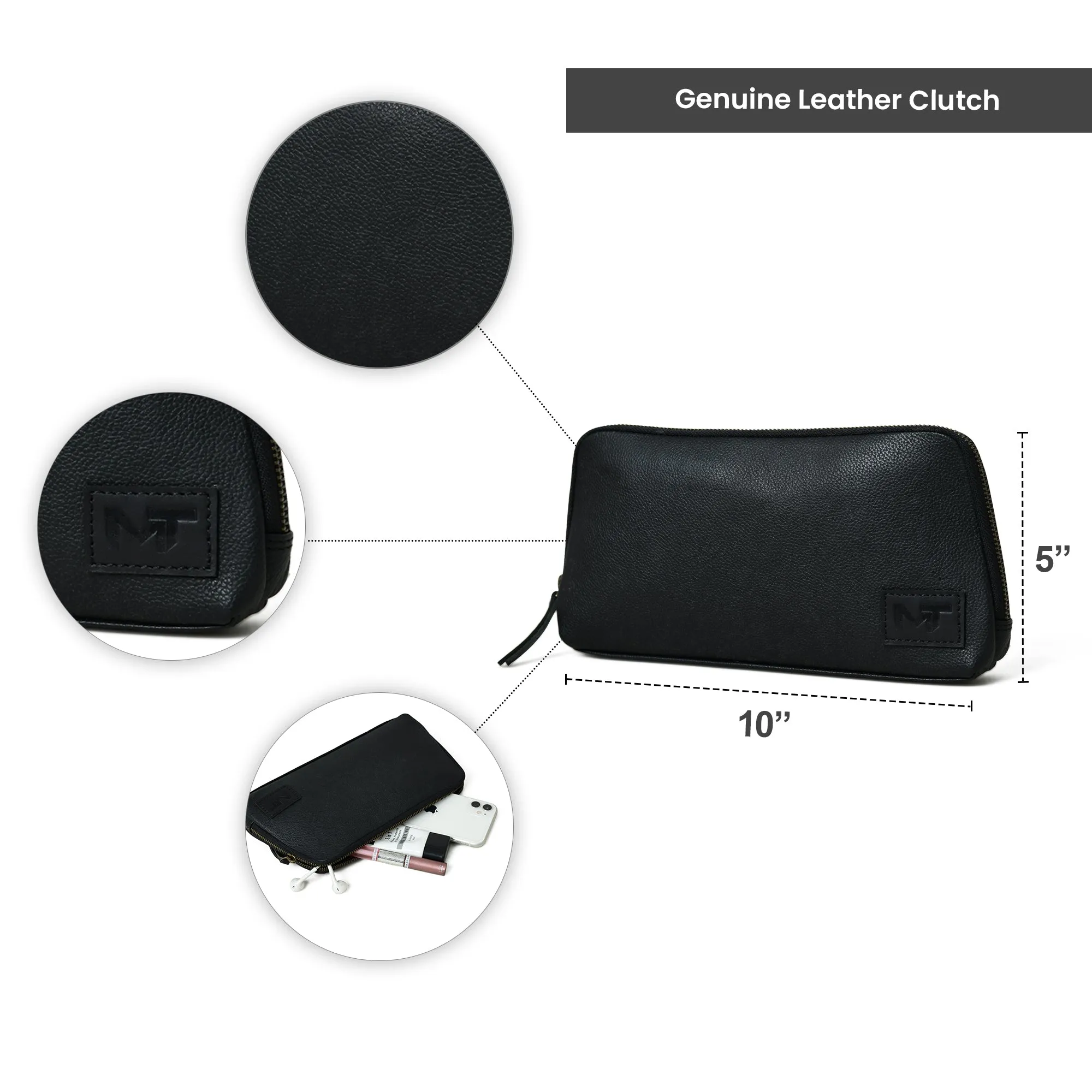 Classic Black Leather Clutch - Image 7