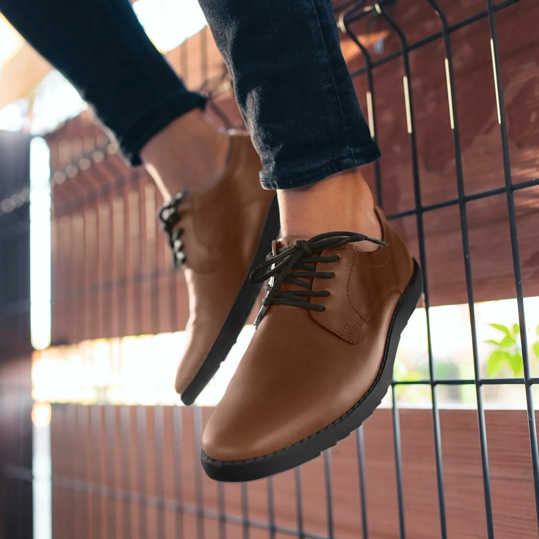 Classic Mustang Brown Full Grain Leather Derby Dress Sneakers - Image 3
