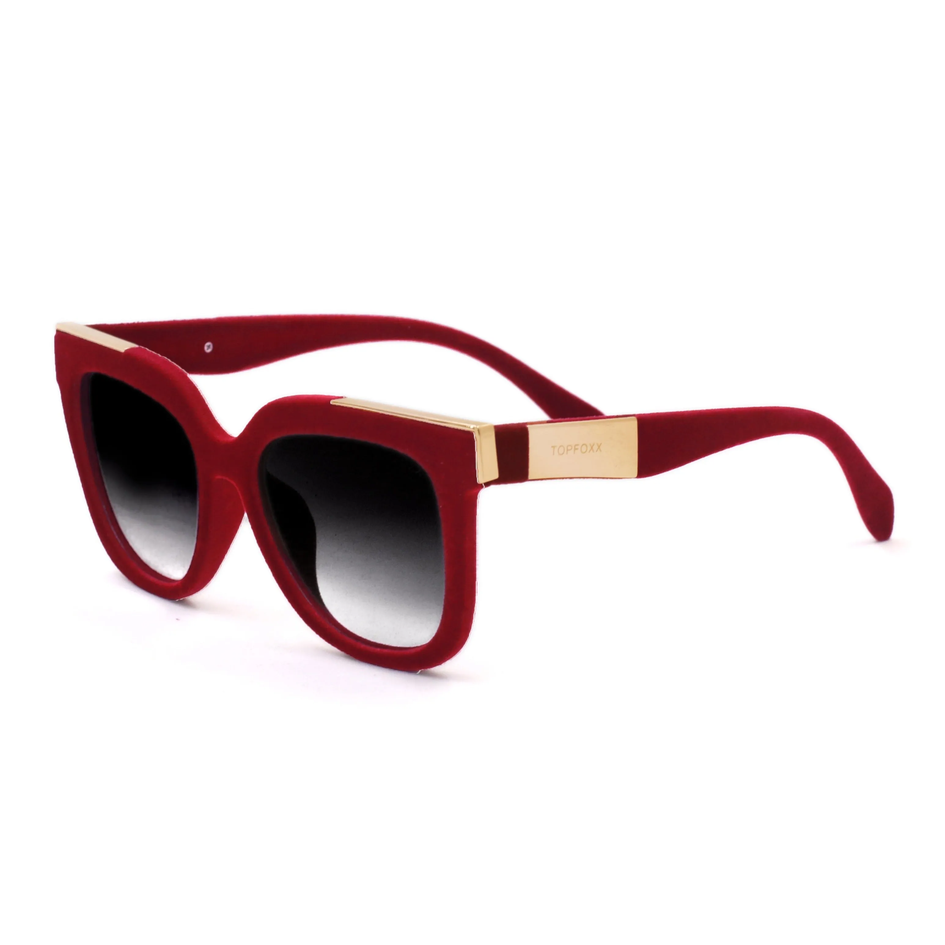 Coco - Red Velvet Frame Black Lens Wayfarer Sunglasses - Image 4