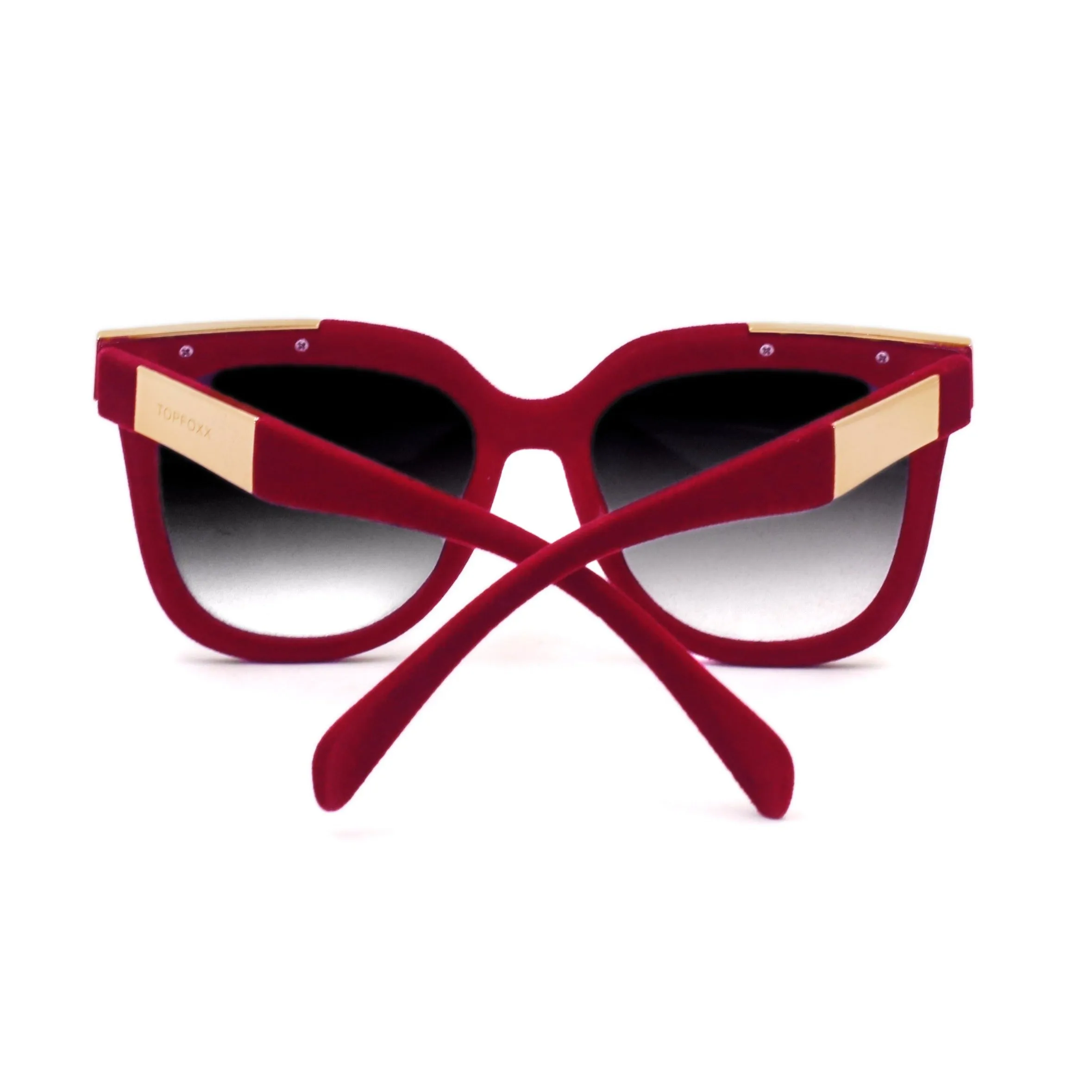 Coco - Red Velvet Frame Black Lens Wayfarer Sunglasses - Image 6
