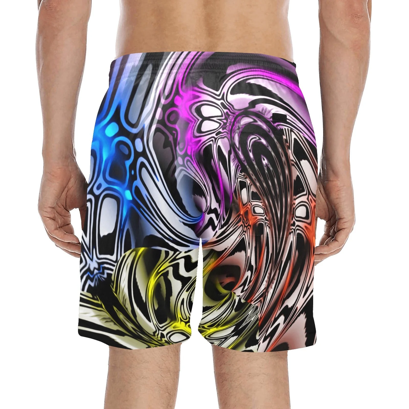 Color Melted Zebra Warp Rave Swim Shorts - Image 2