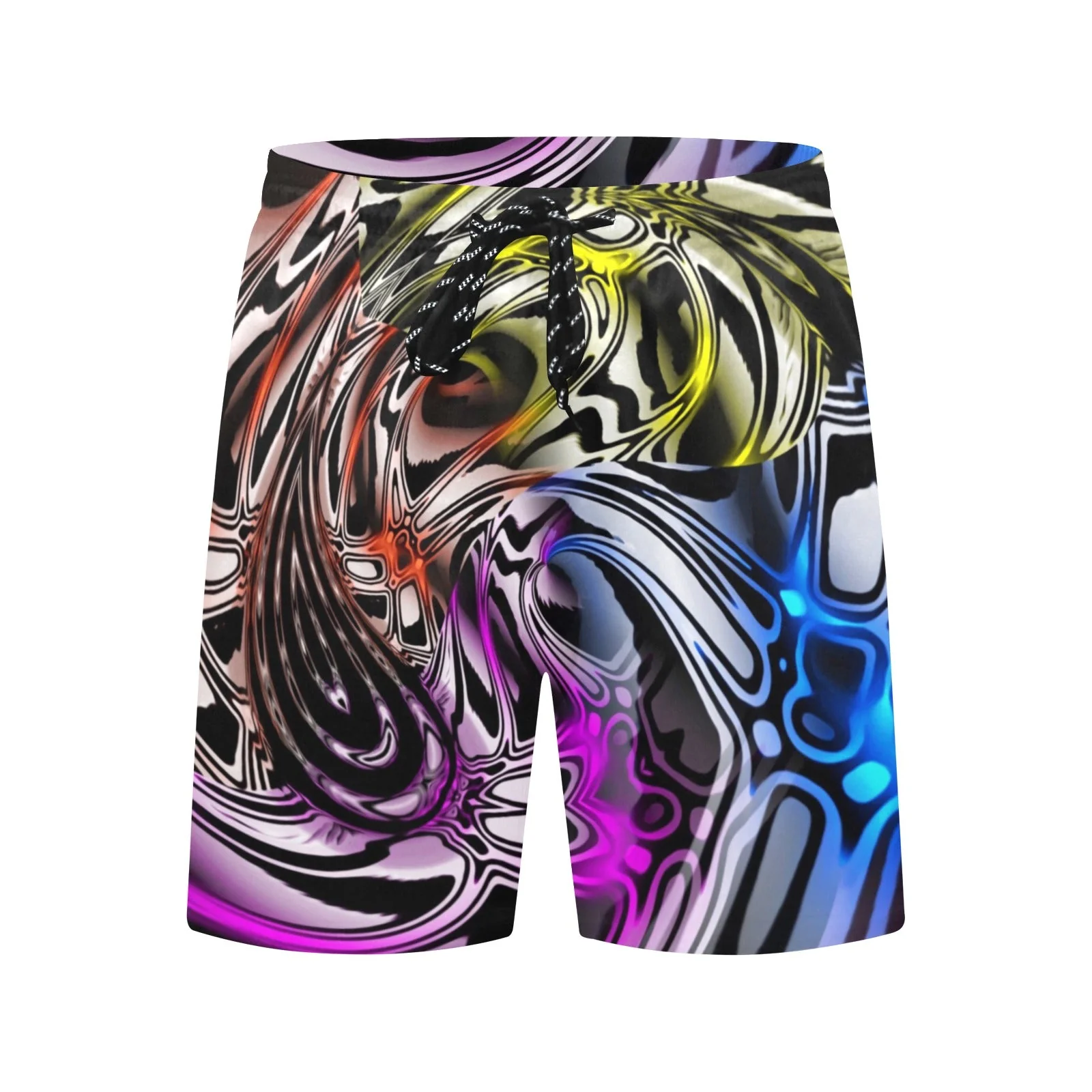 Color Melted Zebra Warp Rave Swim Shorts - Image 3