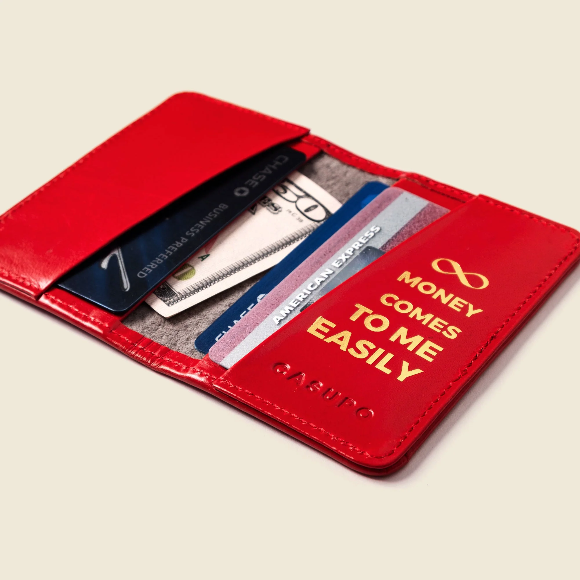 Compact Bifold with RFID Protection - Fire Red - Image 2