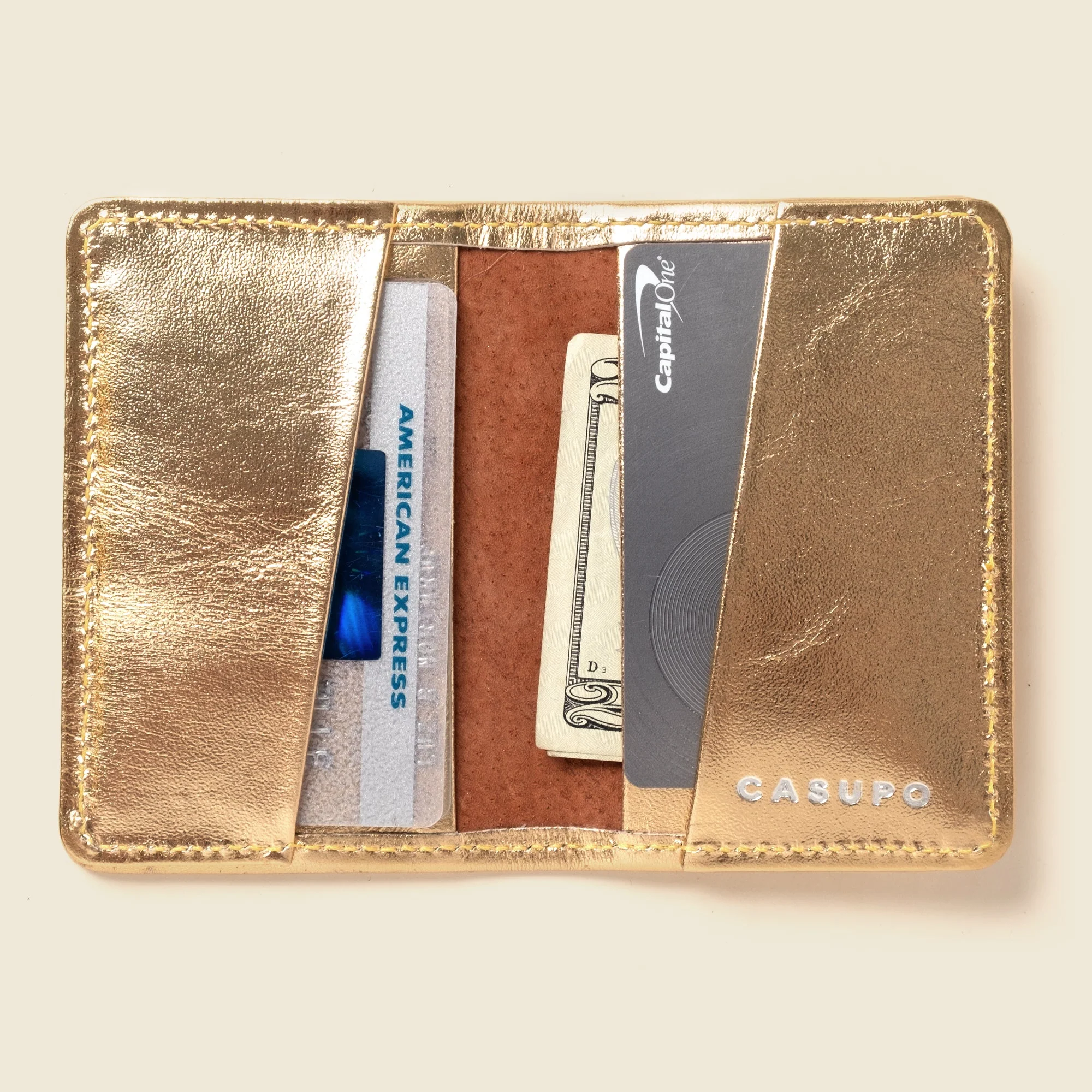 Compact Bifold with RFID Protection - Gold - Image 3