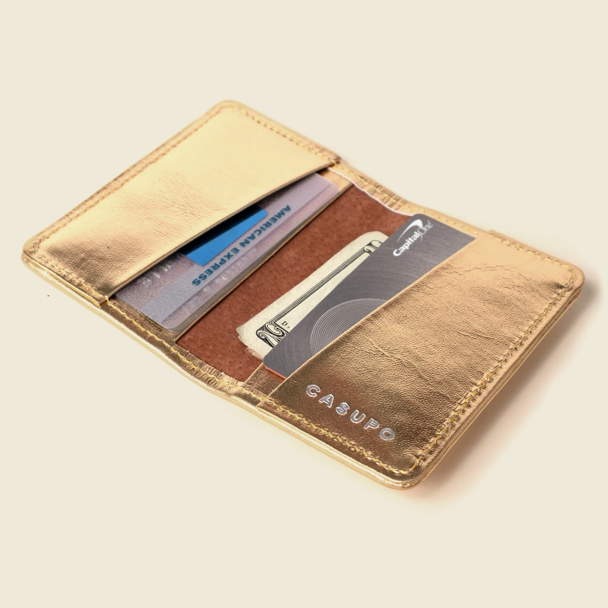 Compact Bifold with RFID Protection - Gold - Image 4