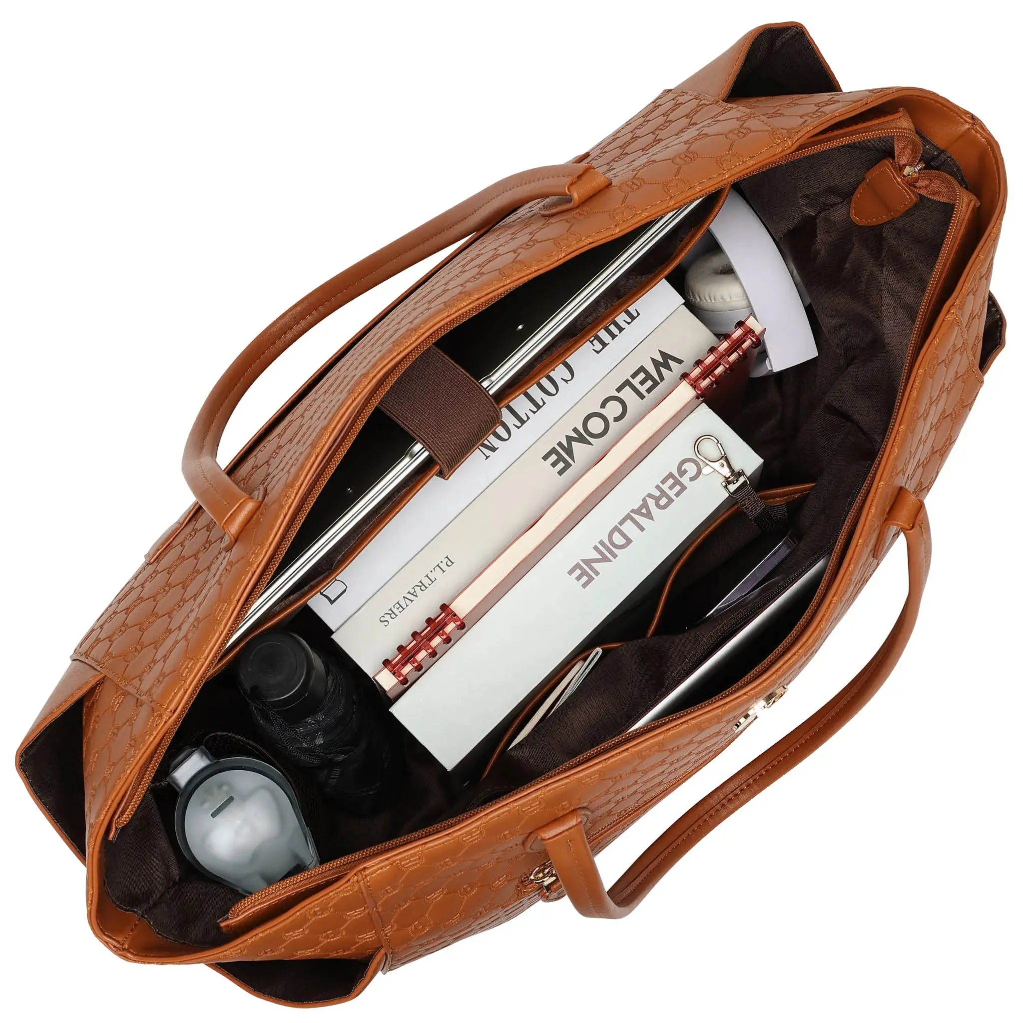 Compass 32L Vegan Leather Monogram Weekender Tote Bag - Image 11