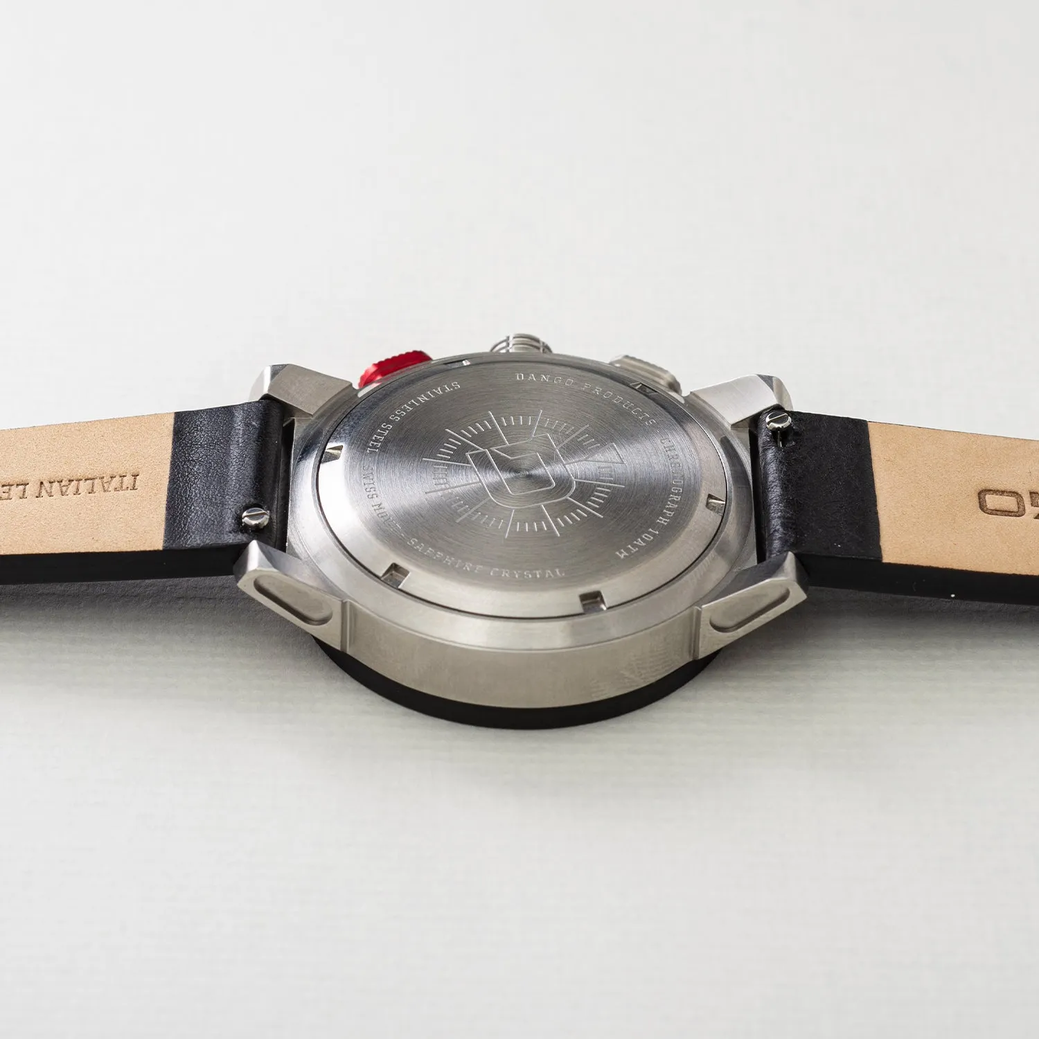 CR-01 - Chrono Men's Watch with Italian Leather Strap - Jet Black - Image 3