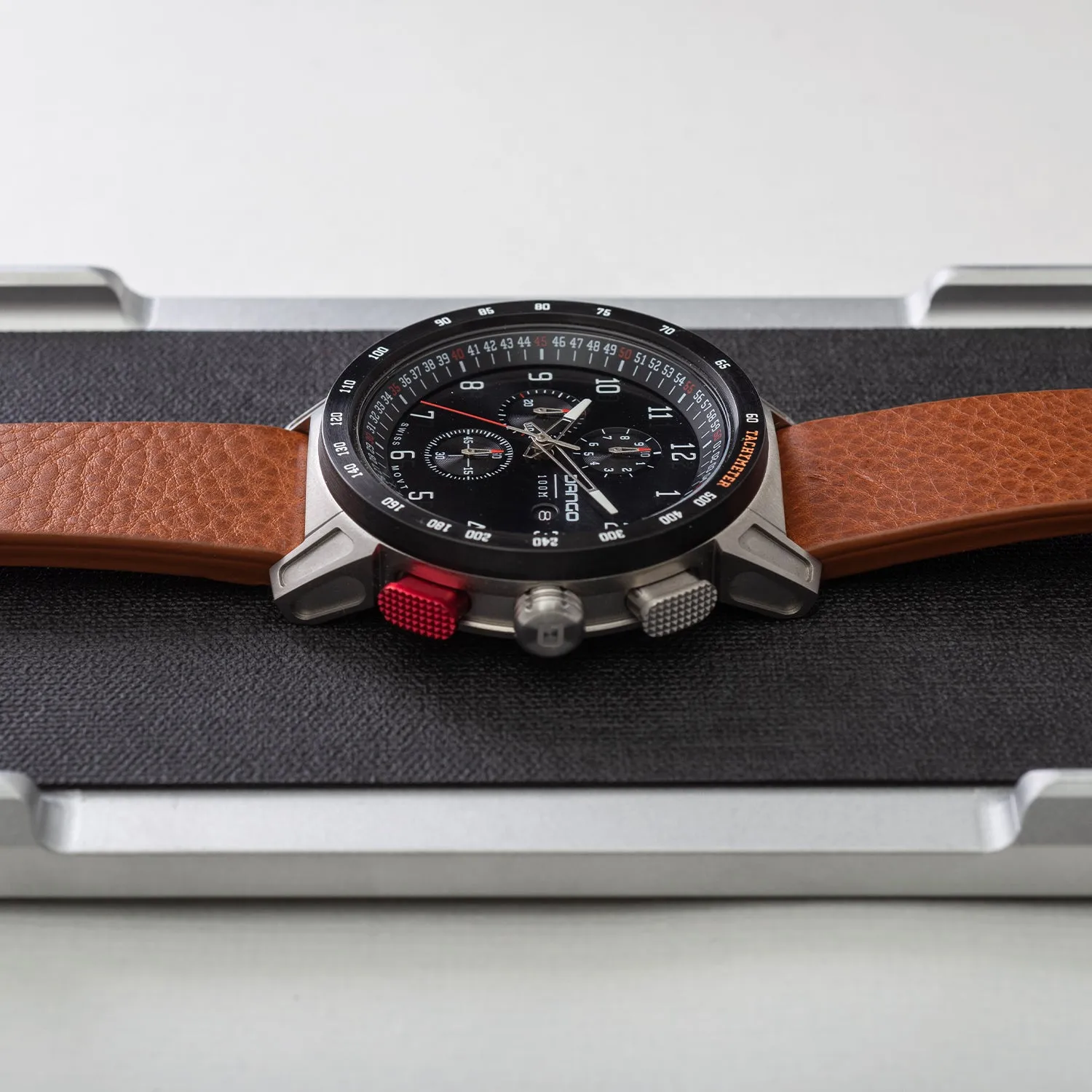 CR-01 - Chrono Men's Watch with Italian Leather Strap - Whiskey Brown - Image 10
