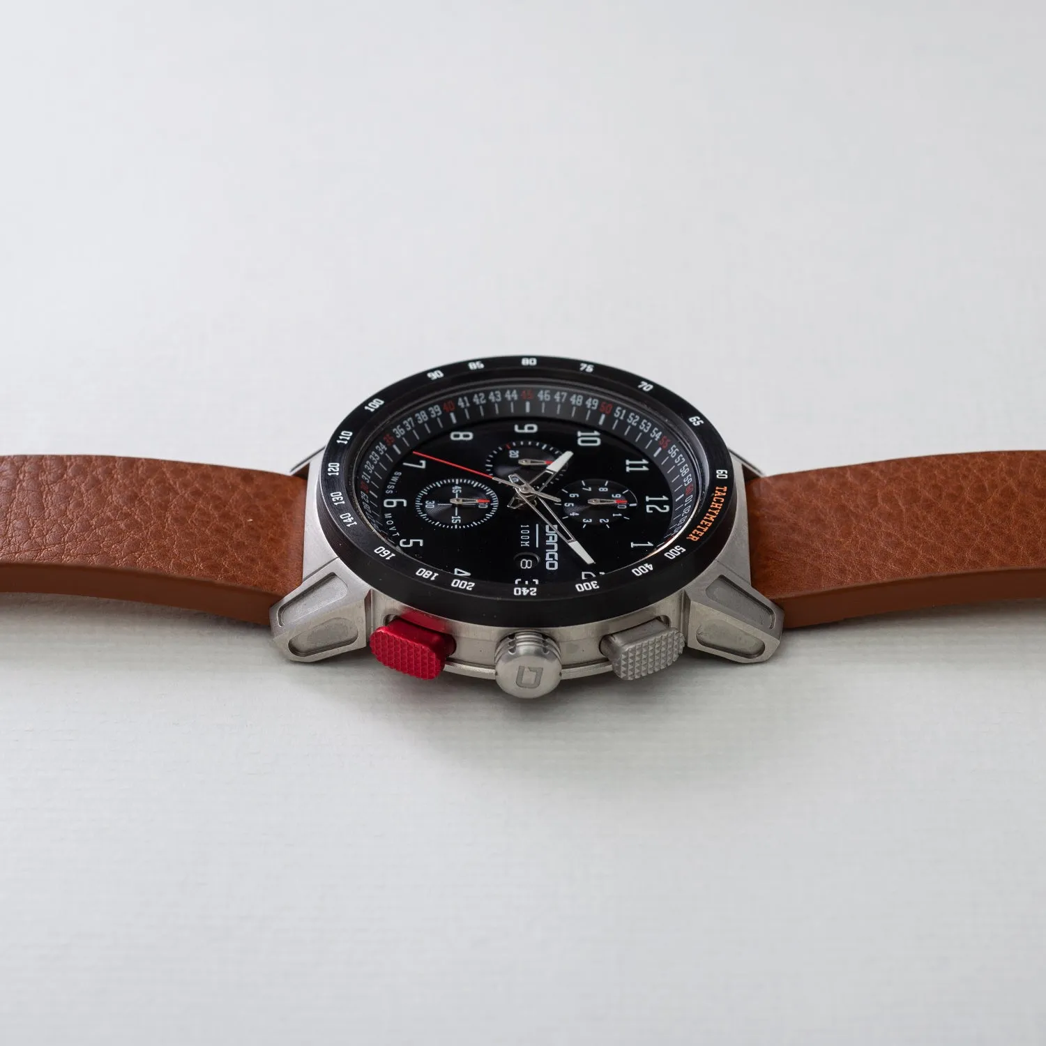 CR-01 - Chrono Men's Watch with Italian Leather Strap - Whiskey Brown - Image 2
