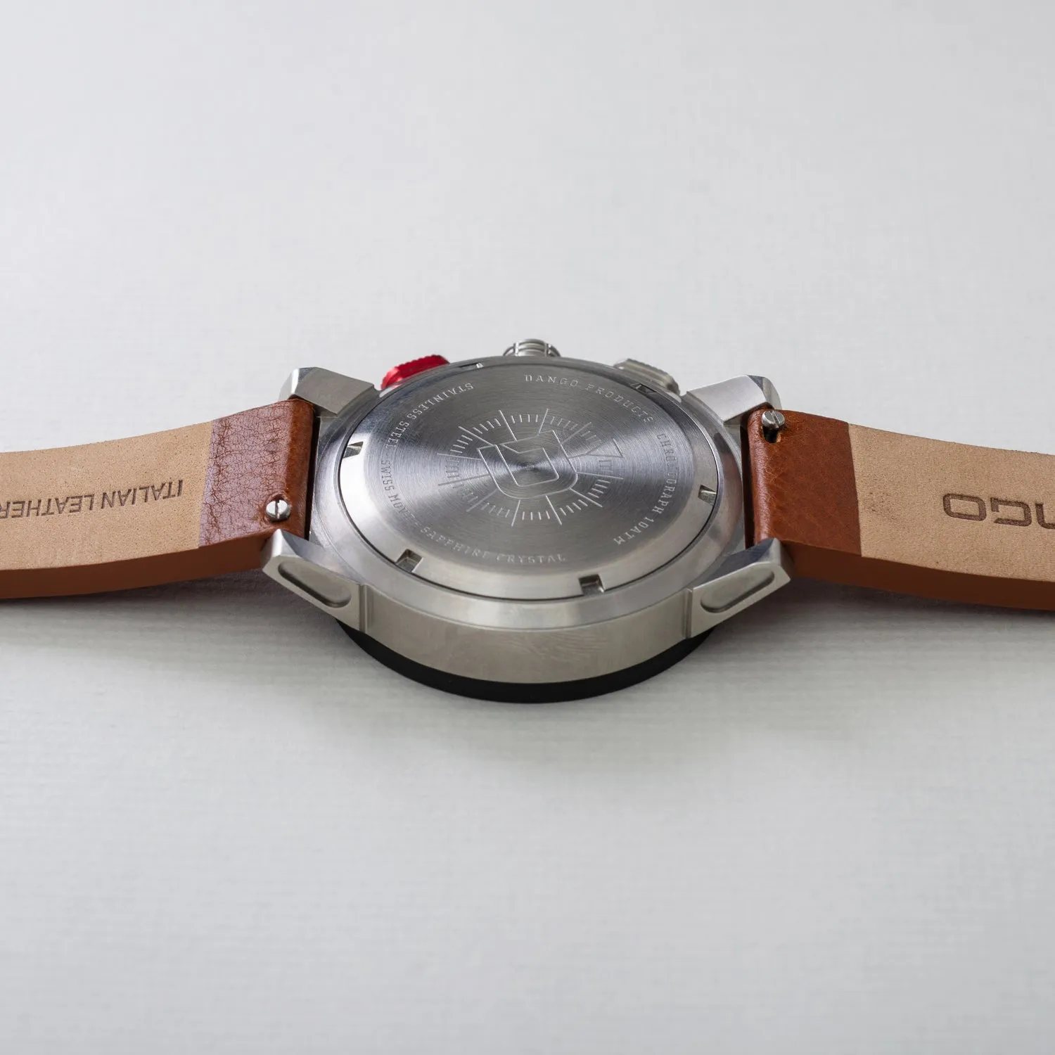 CR-01 - Chrono Men's Watch with Italian Leather Strap - Whiskey Brown - Image 3