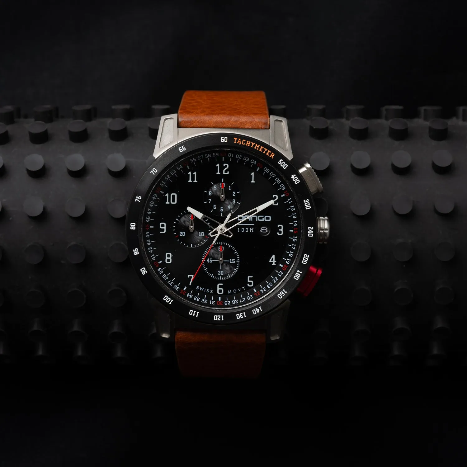 CR-01 - Chrono Men's Watch with Italian Leather Strap - Whiskey Brown - Image 6