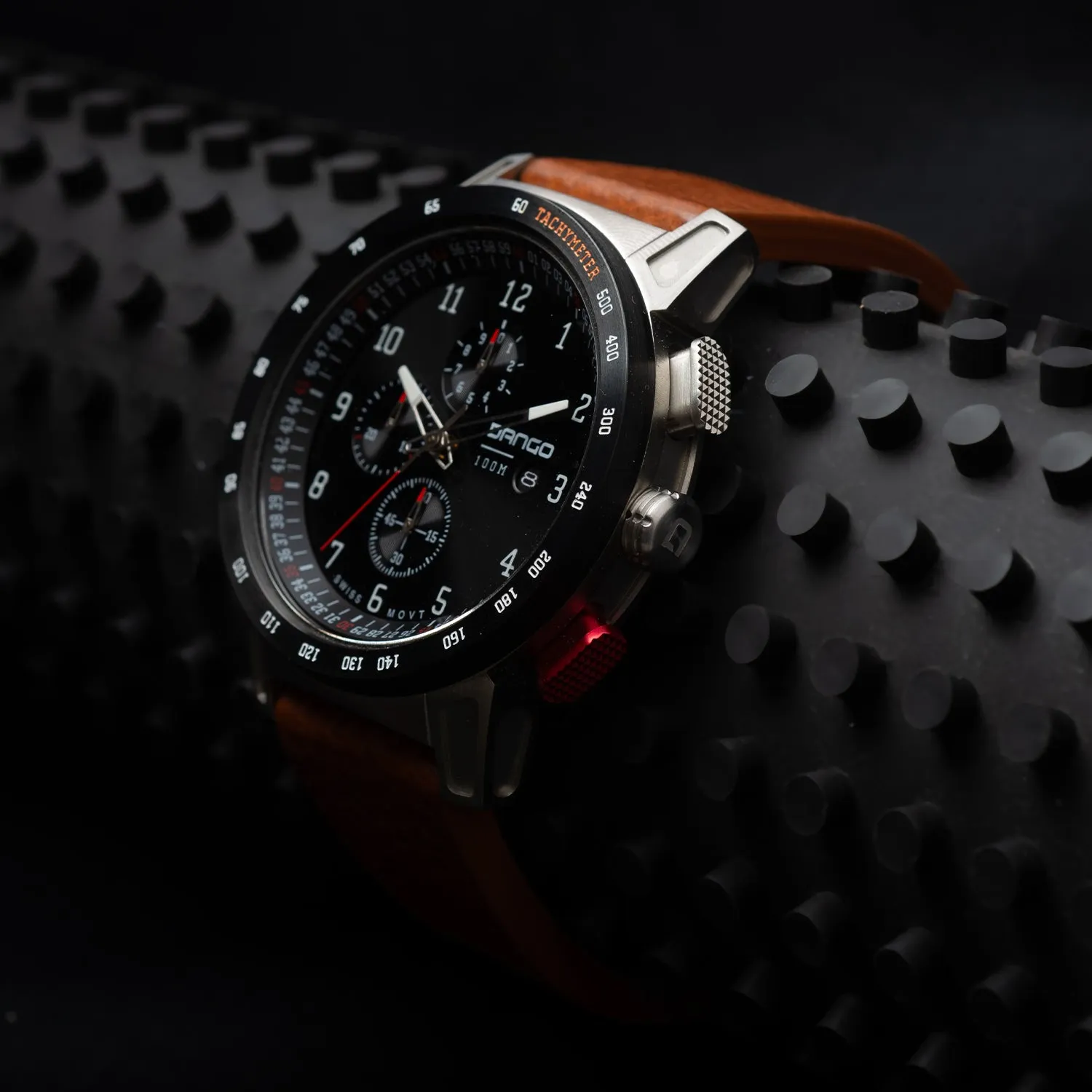 CR-01 - Chrono Men's Watch with Italian Leather Strap - Whiskey Brown - Image 7