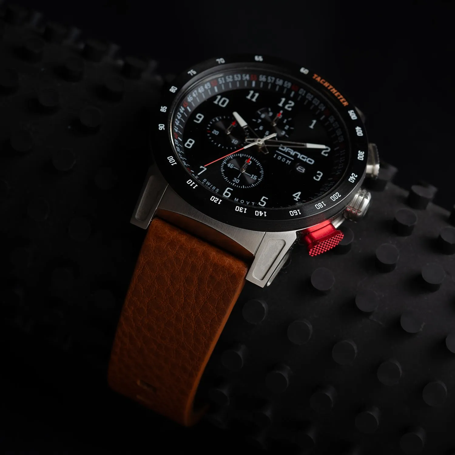 CR-01 - Chrono Men's Watch with Italian Leather Strap - Whiskey Brown - Image 8