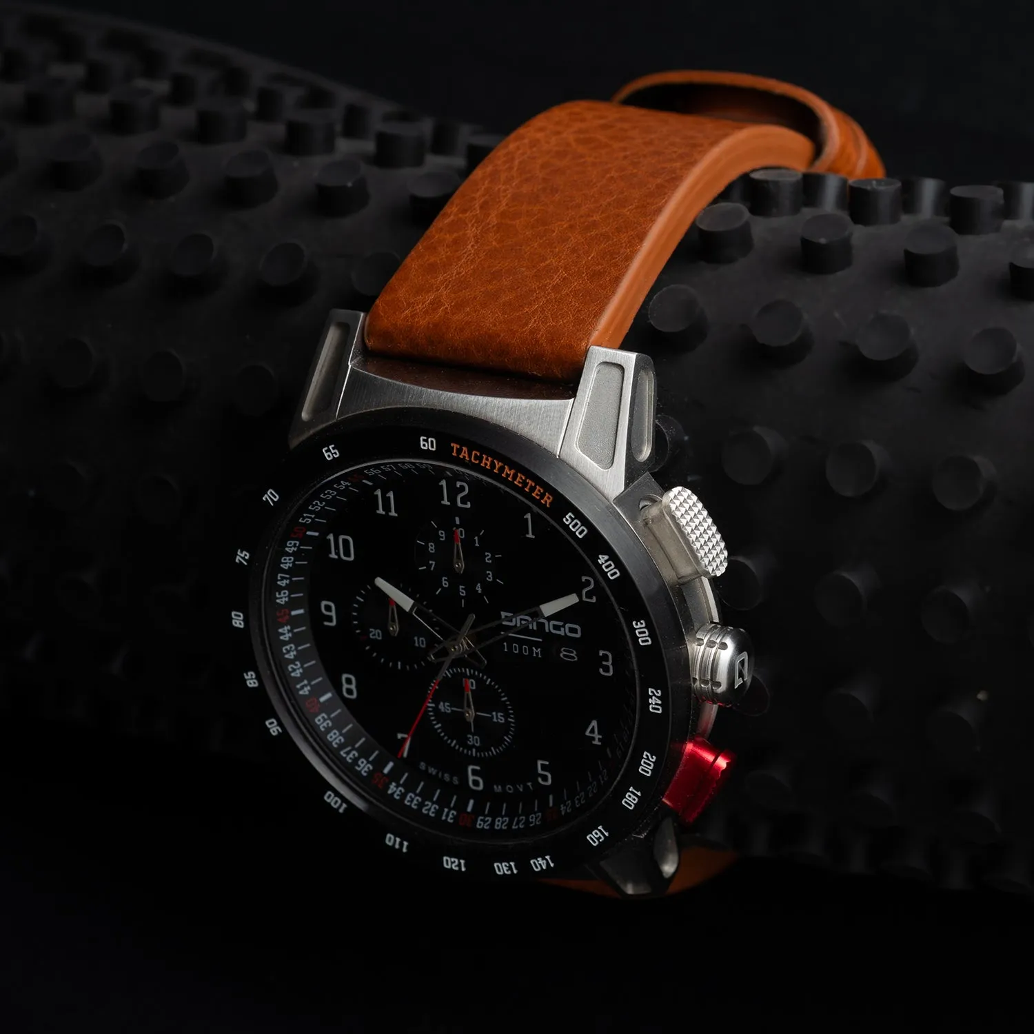 CR-01 - Chrono Men's Watch with Italian Leather Strap - Whiskey Brown - Image 9