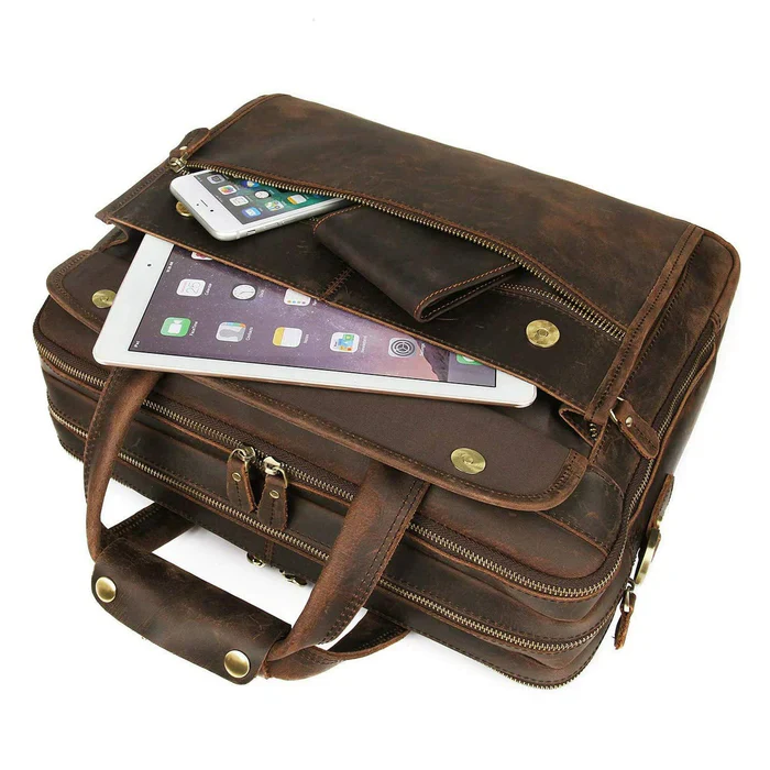 Crazy Horse Leather Briefcase - Image 2
