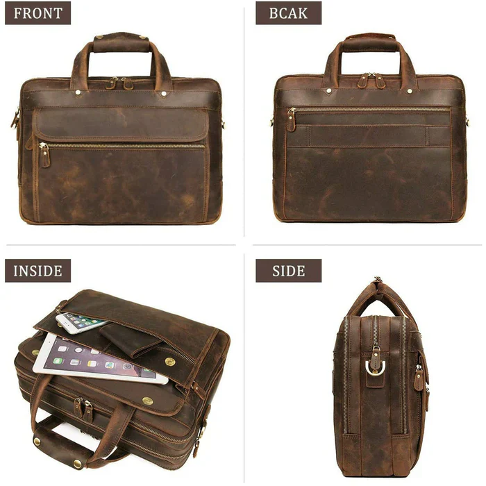 Crazy Horse Leather Briefcase - Image 5
