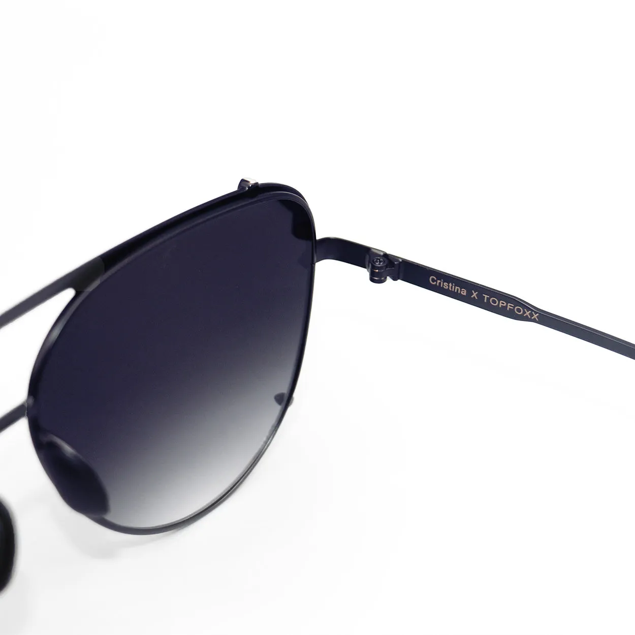 Cristina - Tangle Free - Faded Black Aviator Sunglasses - Image 5
