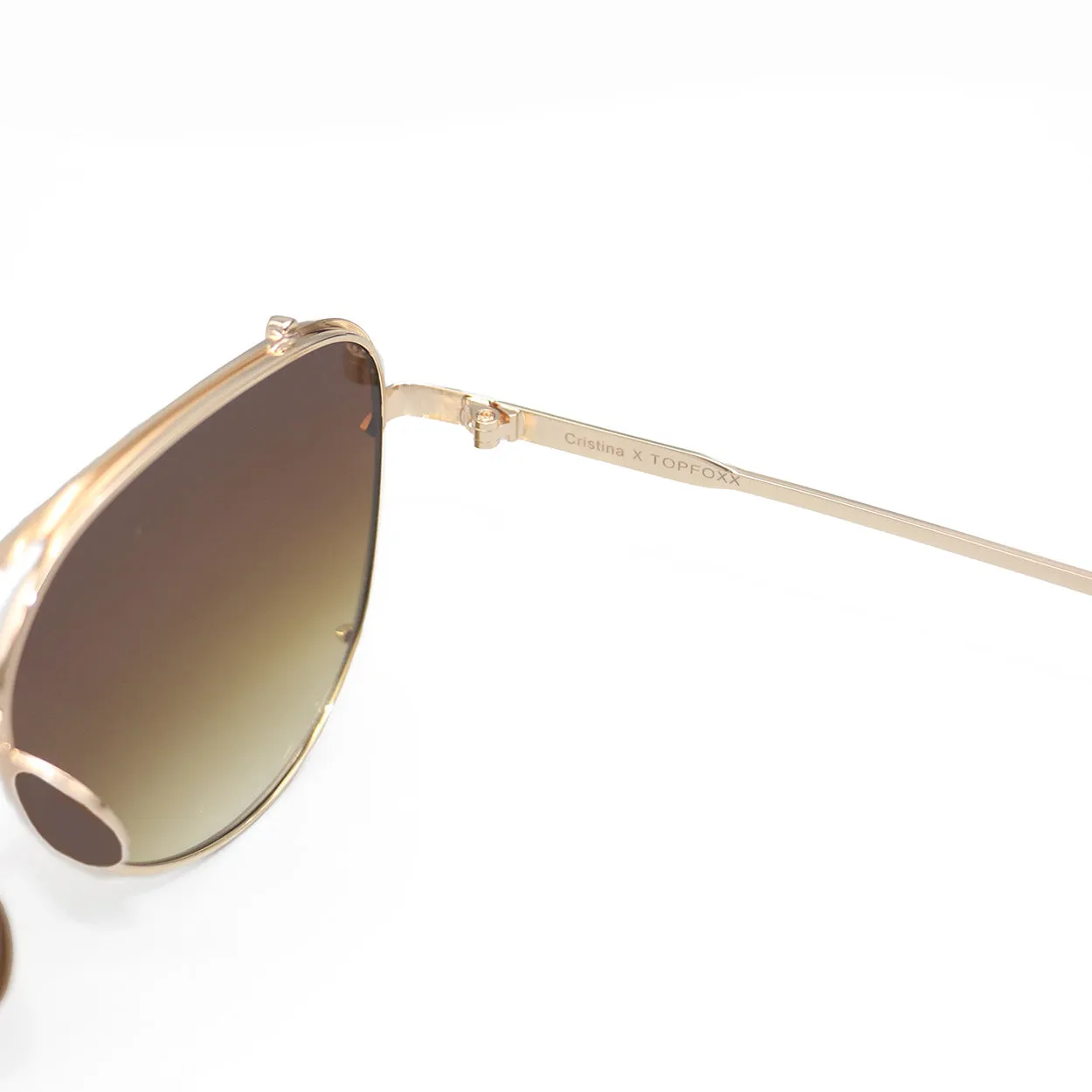 Cristina - Tangle Free - Faded Brown Aviator Sunglasses - Image 5