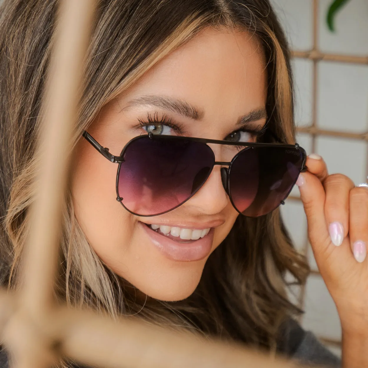 Cristina - Tangle Free - Faded Purple & Pink Aviator Sunglasses - Image 2