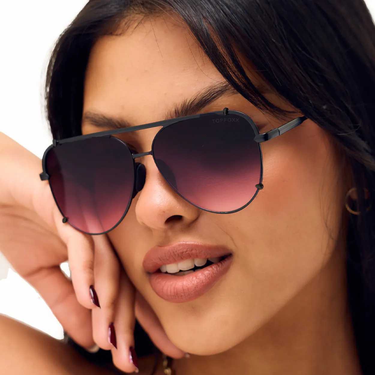 Cristina - Tangle Free - Faded Purple & Pink Aviator Sunglasses - Image 5