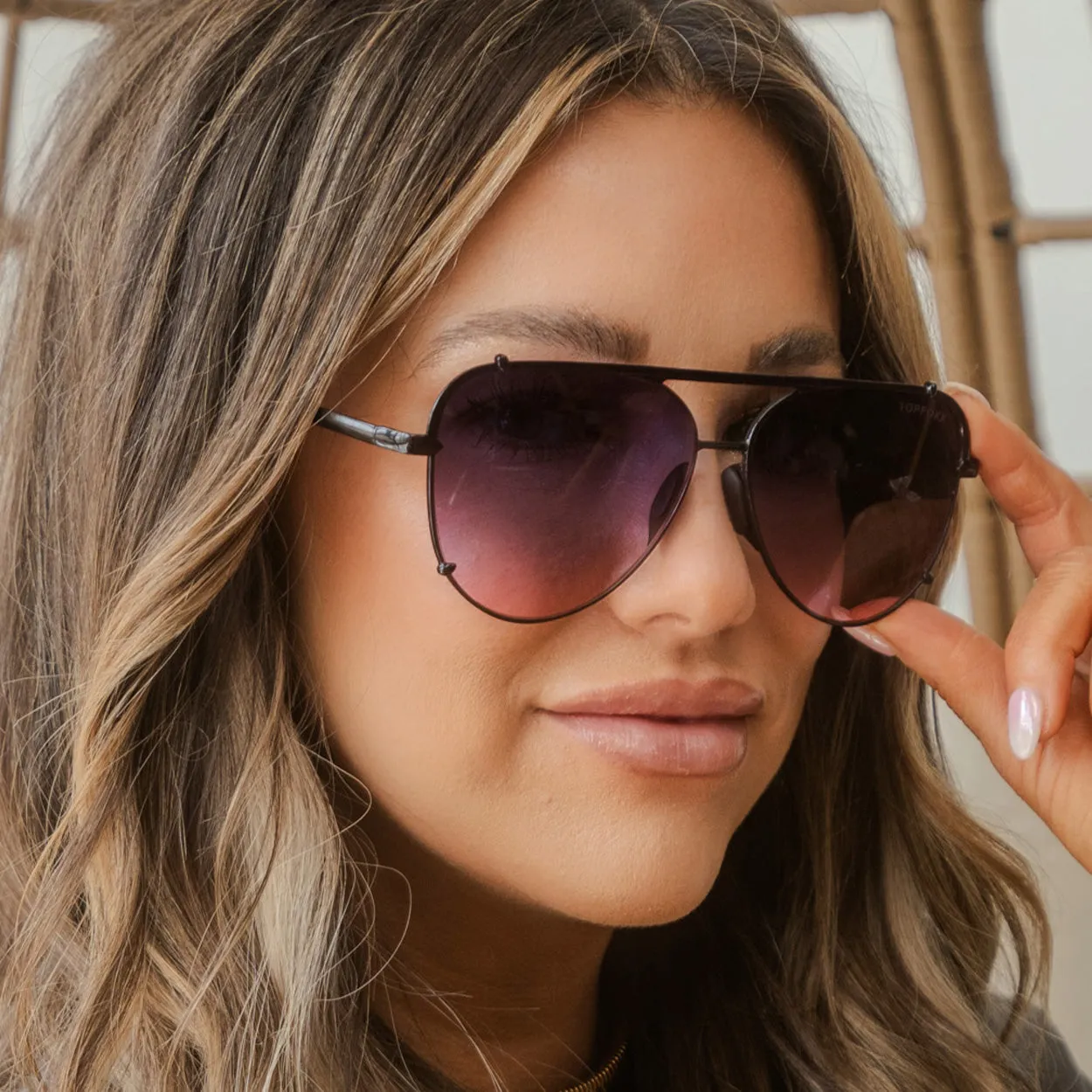Cristina - Tangle Free - Faded Purple & Pink Aviator Sunglasses - Image 6