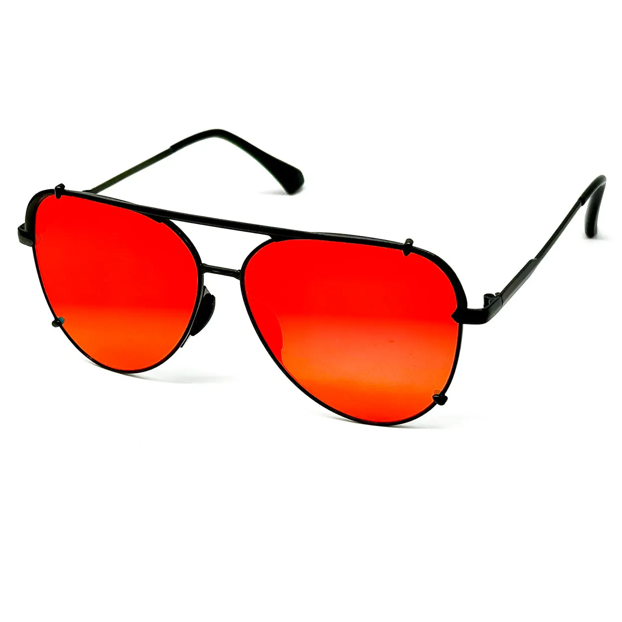 Cristina - Tangle Free - Mirrored Red Aviator Sunglasses - Image 3