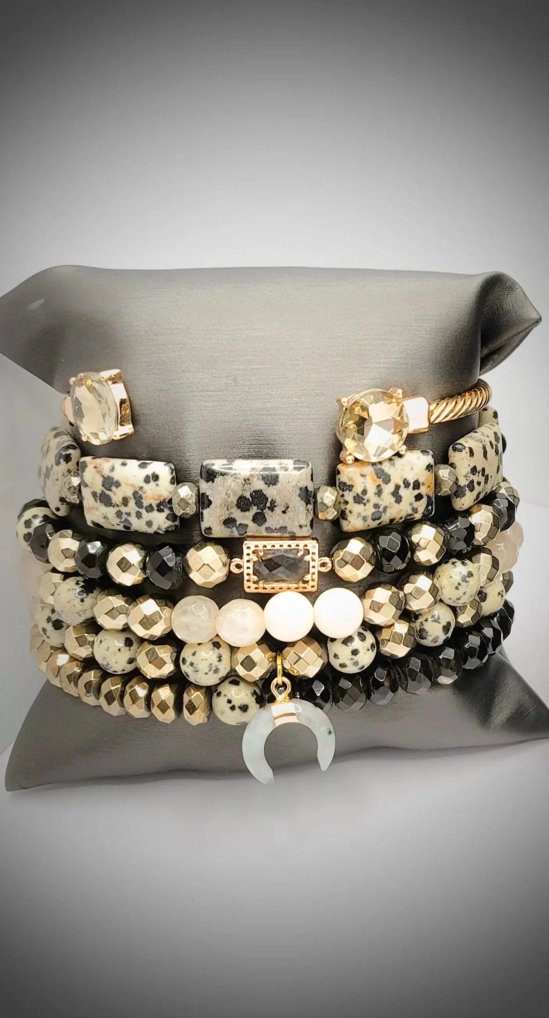 Dalmation Jasper Bracelet Stacked set - Image 2