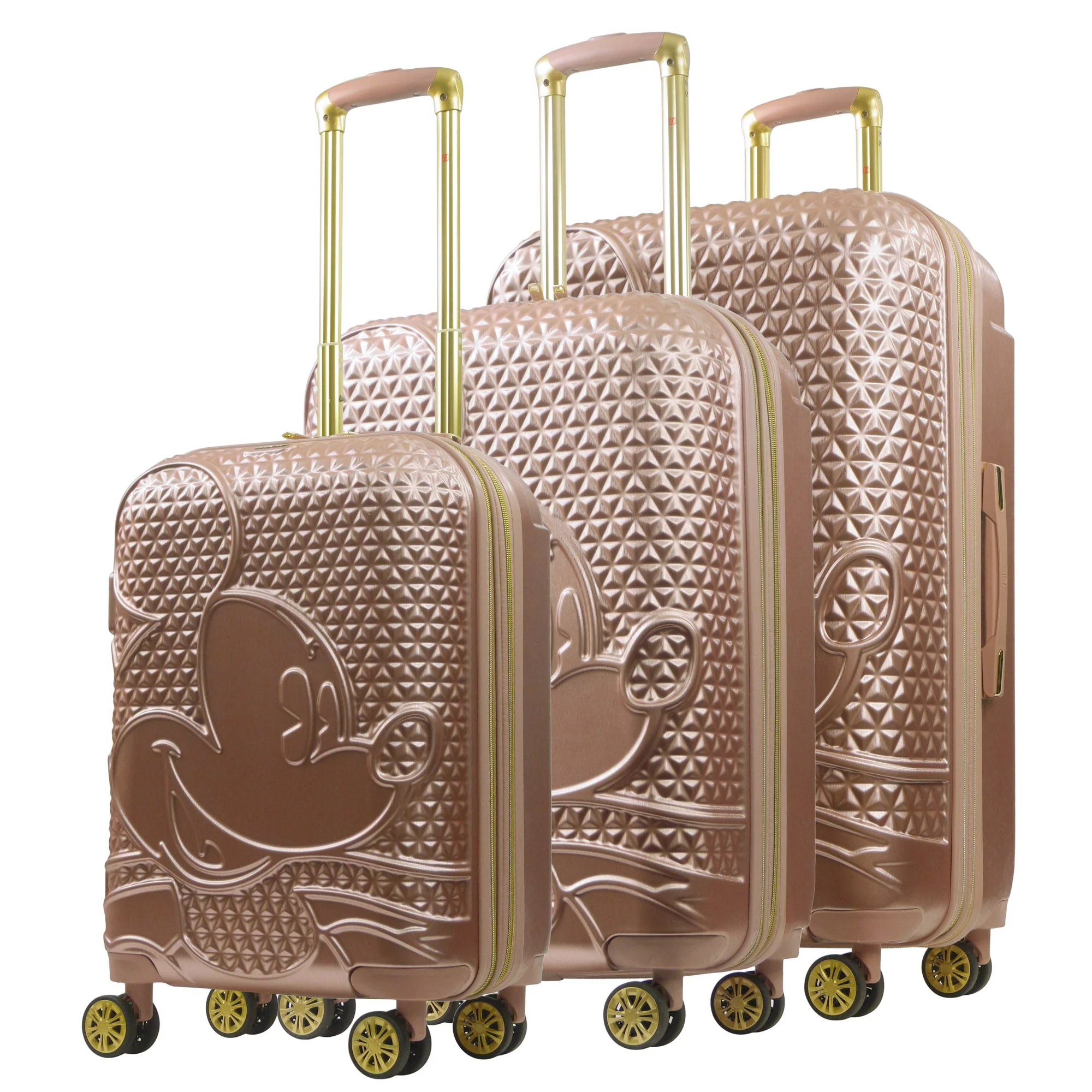 Disney Mickey Mouse Rolling Suitcases 3 Piece Set Rose Gold - Image 2