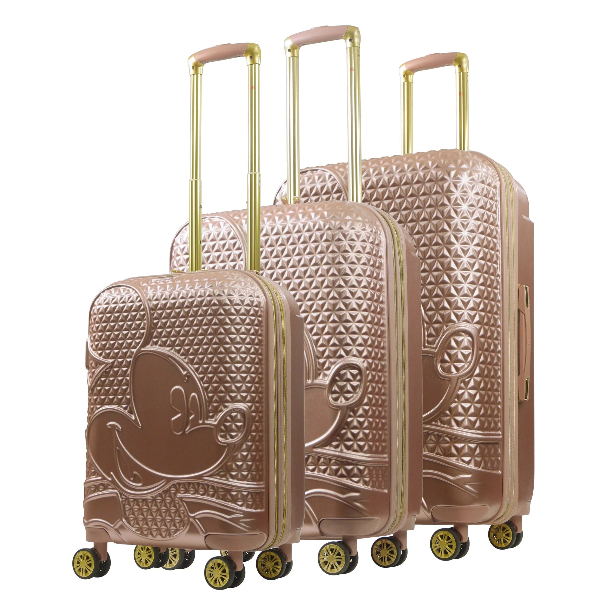 Disney Mickey Mouse Rolling Suitcases 3 Piece Set Rose Gold - Image 3