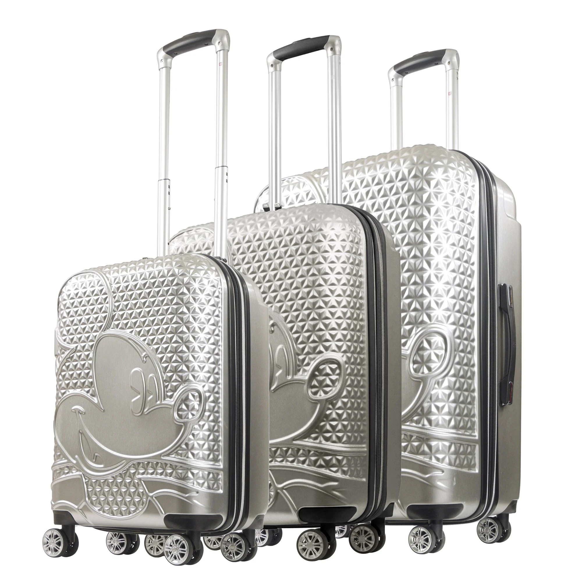 Disney Mickey Mouse Rolling Suitcases 3 Piece Set Silver - Image 2