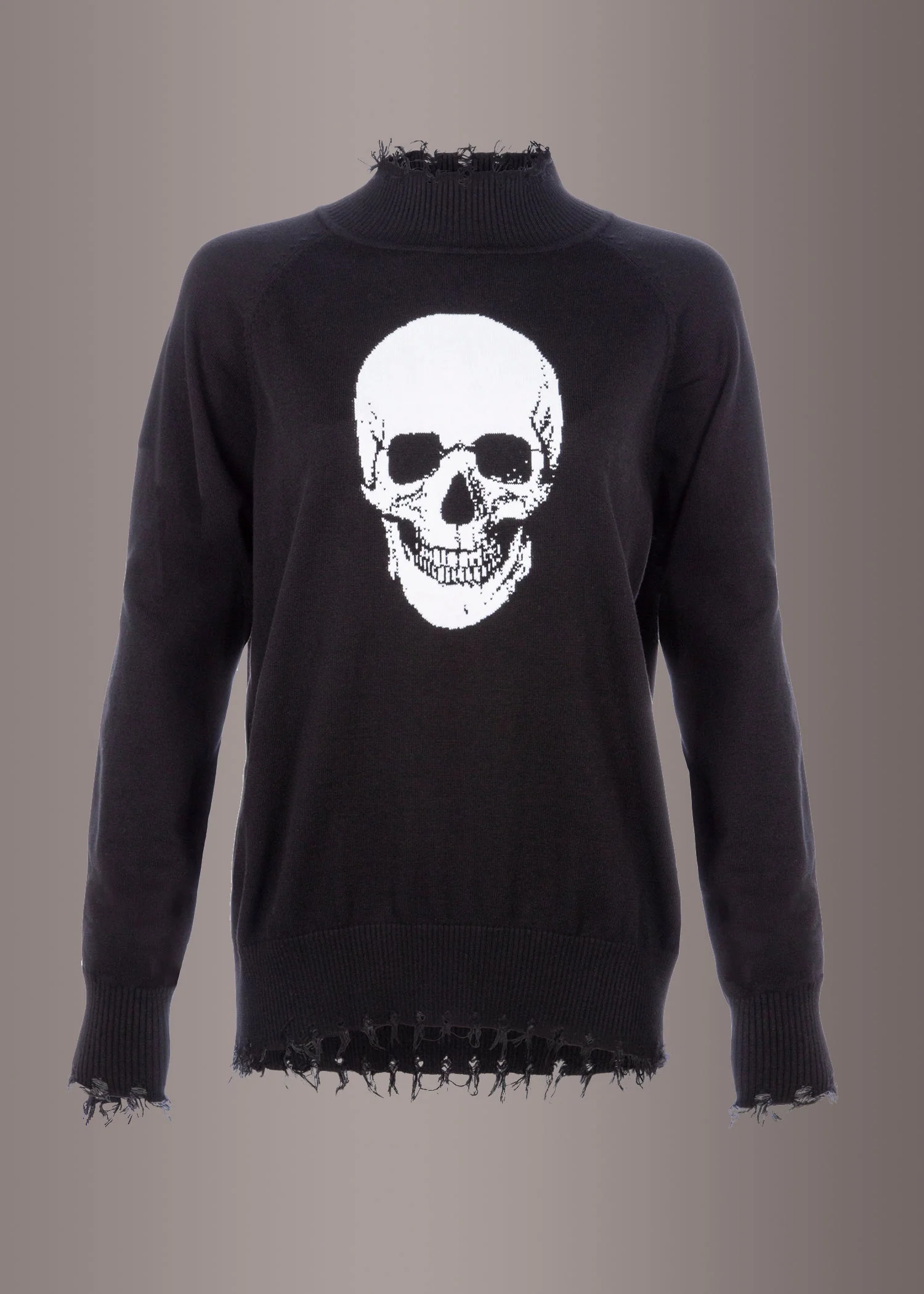 Distressed Skull Knit Sweater - Image 3
