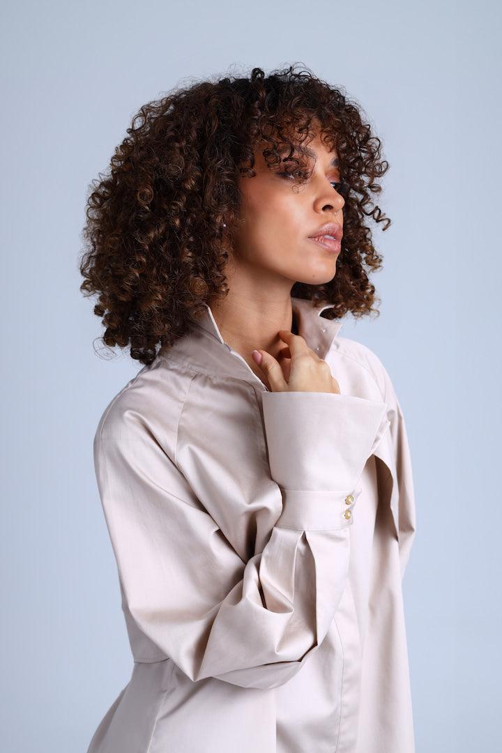 Diva Business Style Beige Organic Cotton Shirt - Image 4