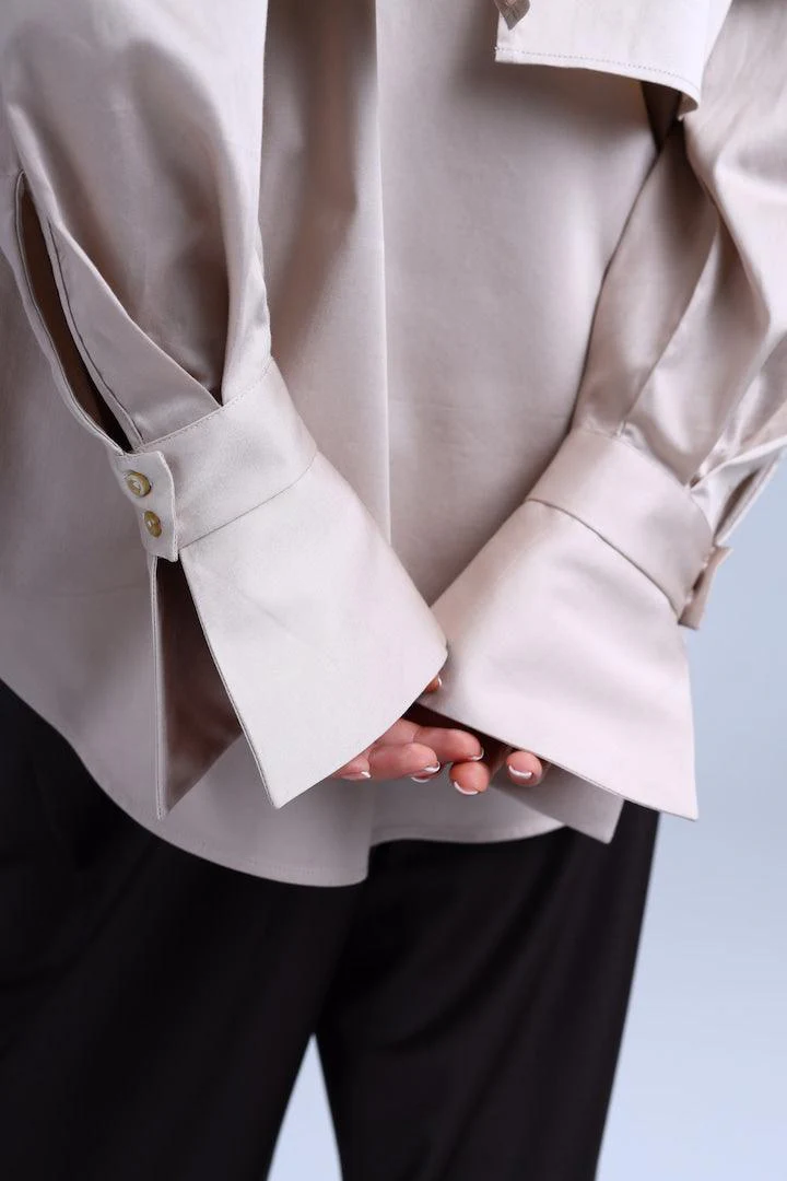 Diva Business Style Beige Organic Cotton Shirt - Image 7