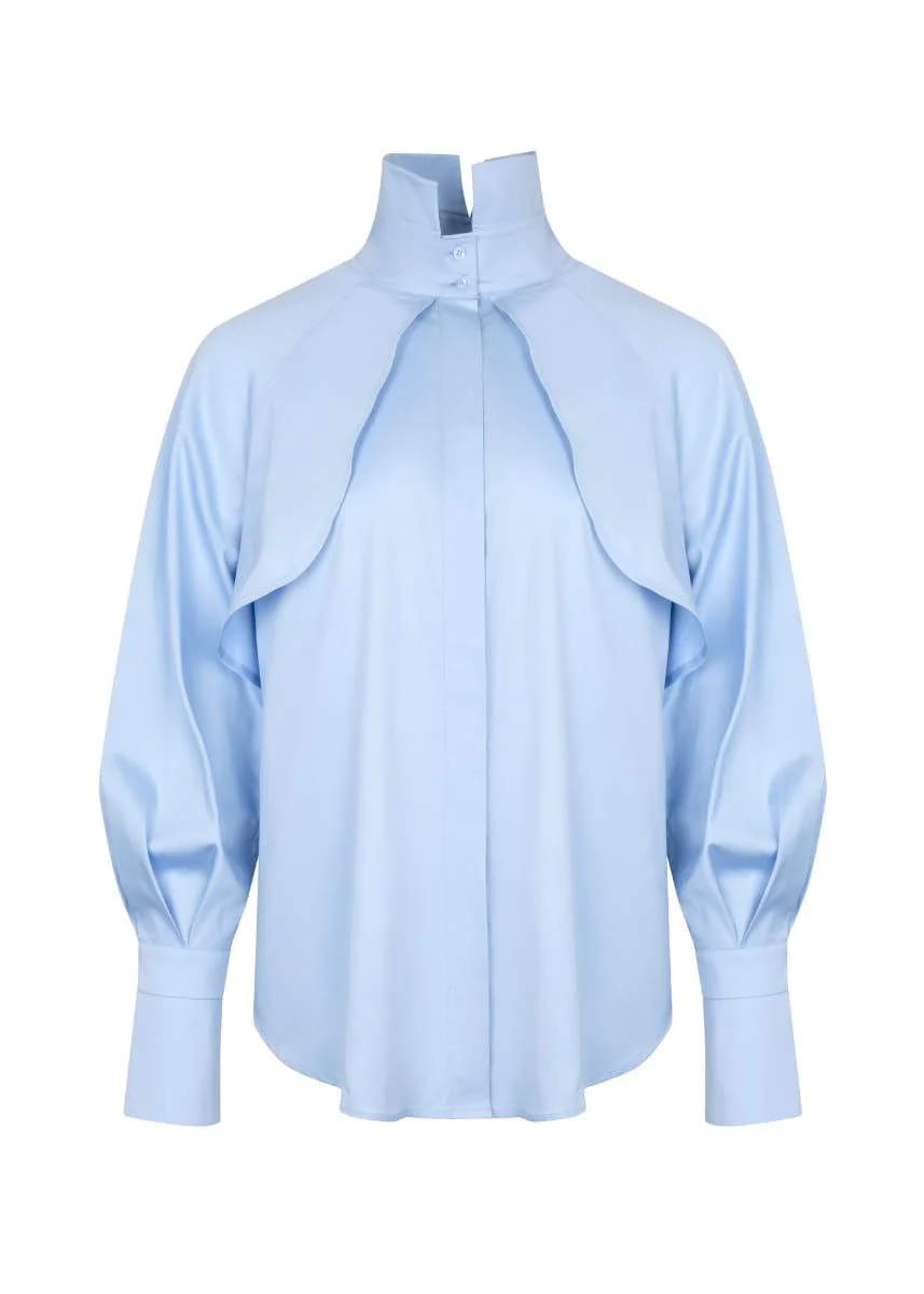Diva Business Style Blue Organic Cotton Shirt - Image 3