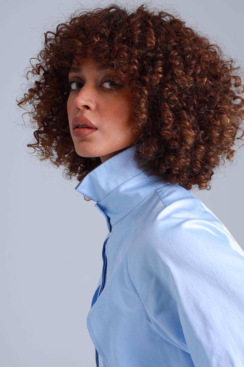 Diva Business Style Blue Organic Cotton Shirt - Image 6