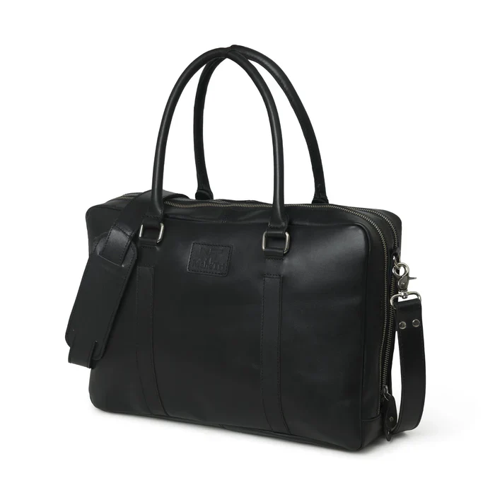 Dixon Black Buffalo Leather Laptop Briefcase - Image 2