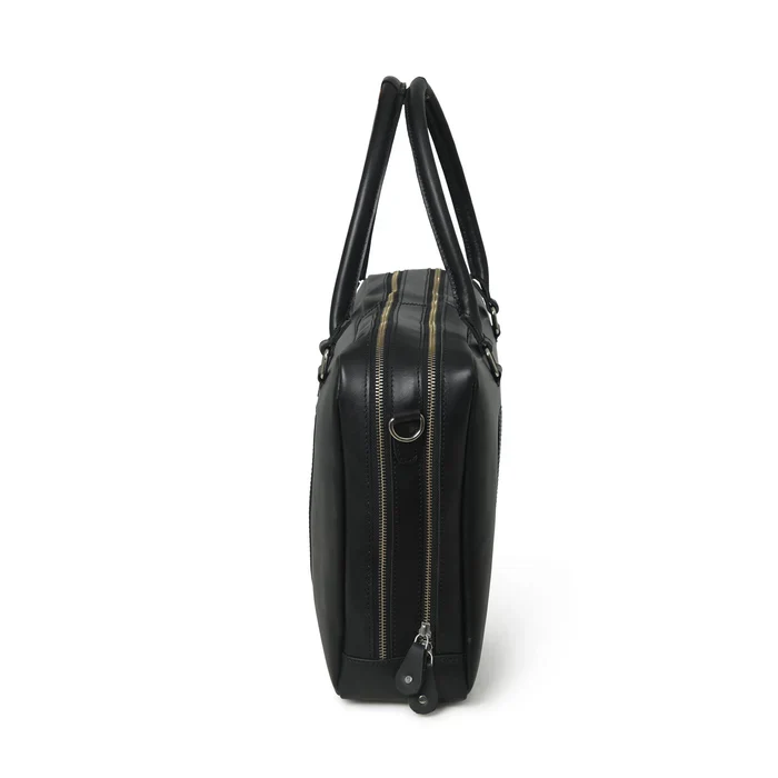 Dixon Black Buffalo Leather Laptop Briefcase - Image 3