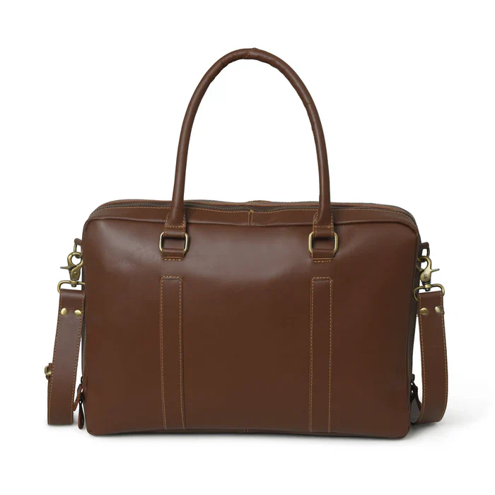 Dixon Brown Buffalo Leather Laptop Office Briefcase - Image 2